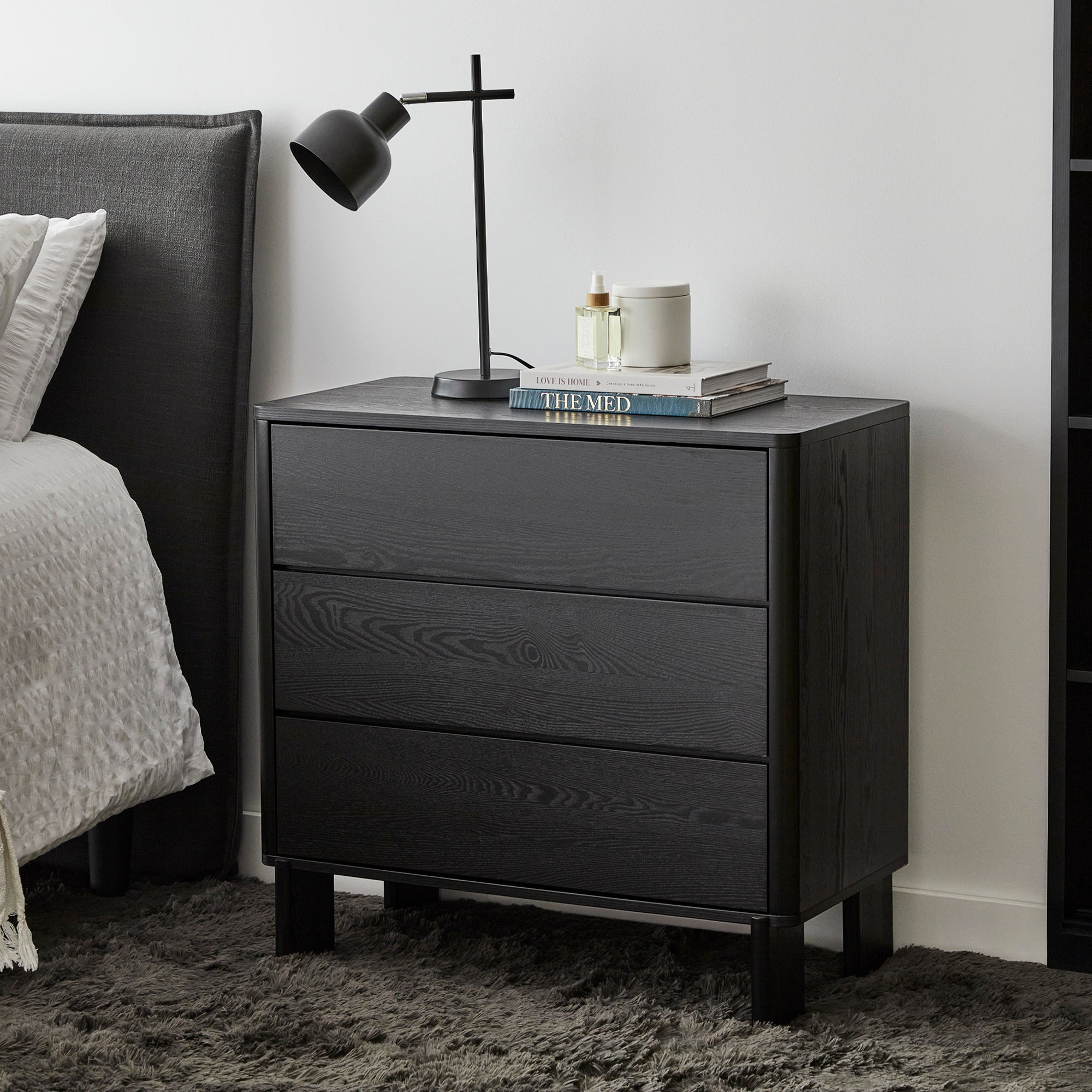 blue and black and white dress Taupo Chest of 3 Drawers Black