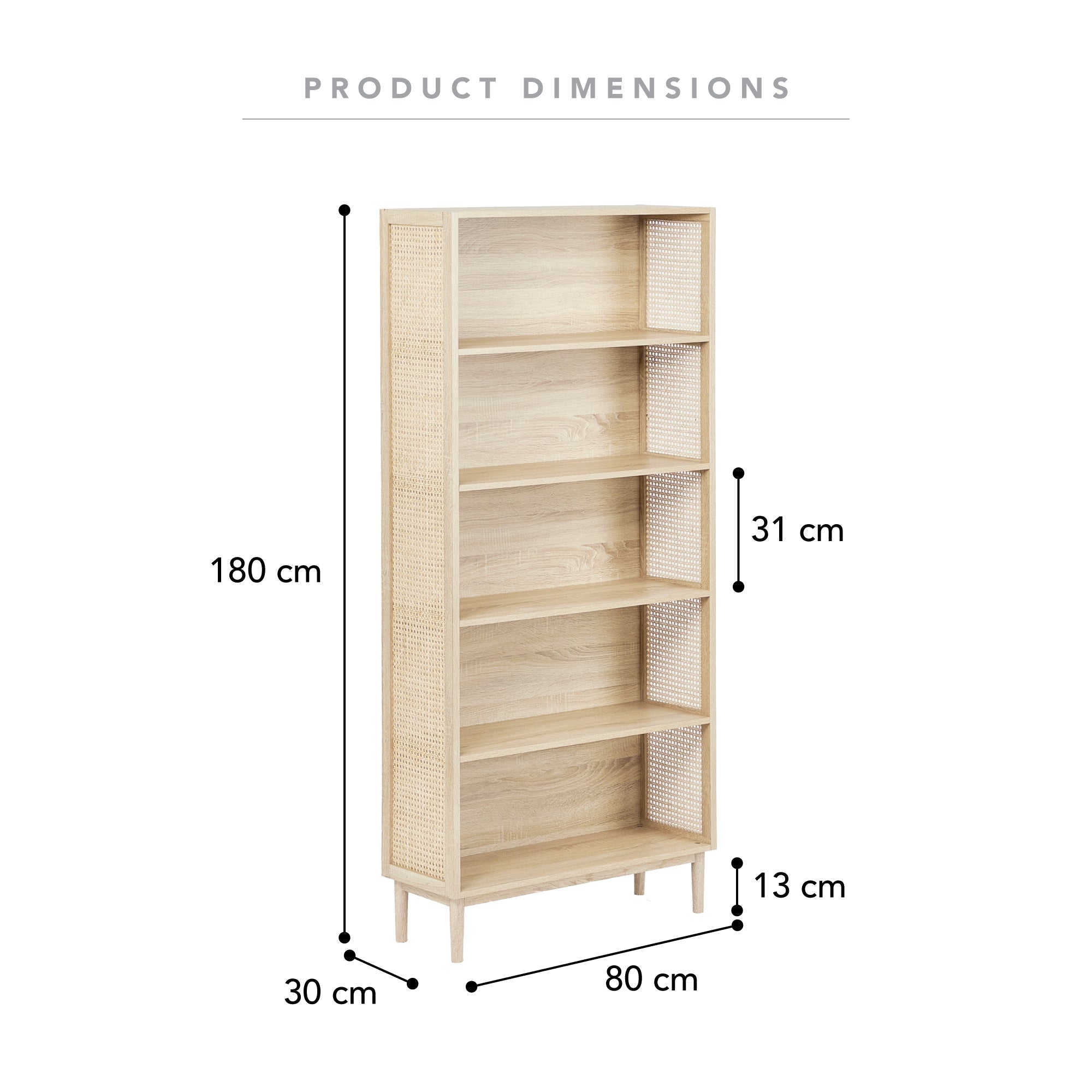 Oahu 180Cm Rattan Bookshelf Natural