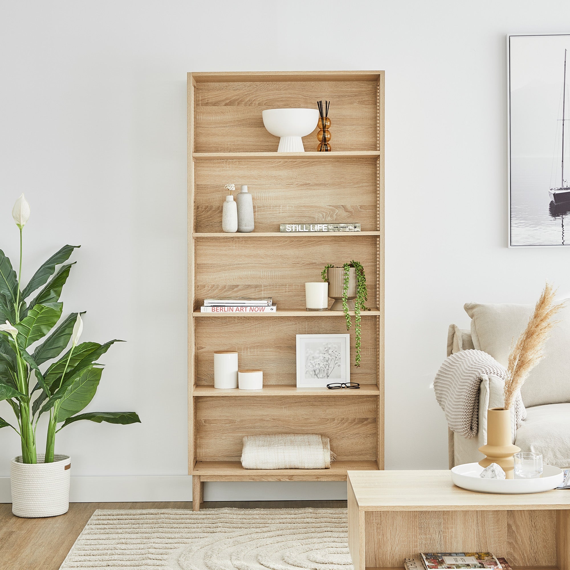 Oahu 180Cm Rattan Bookshelf Natural