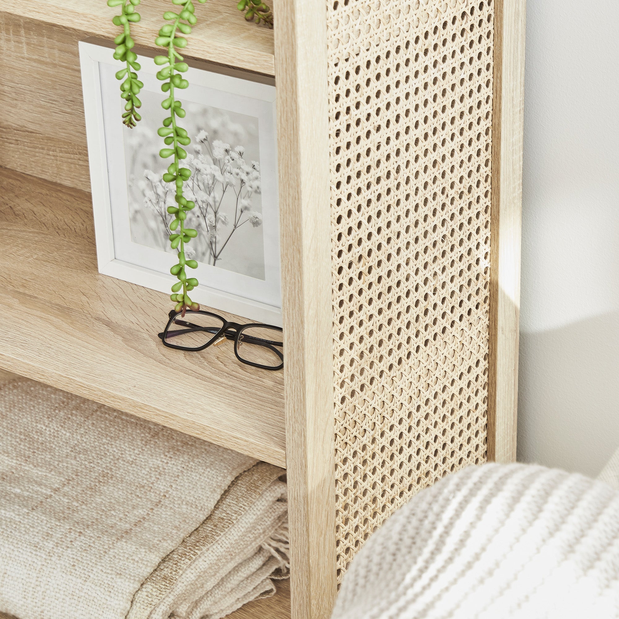 Oahu 180Cm Rattan Bookshelf Natural