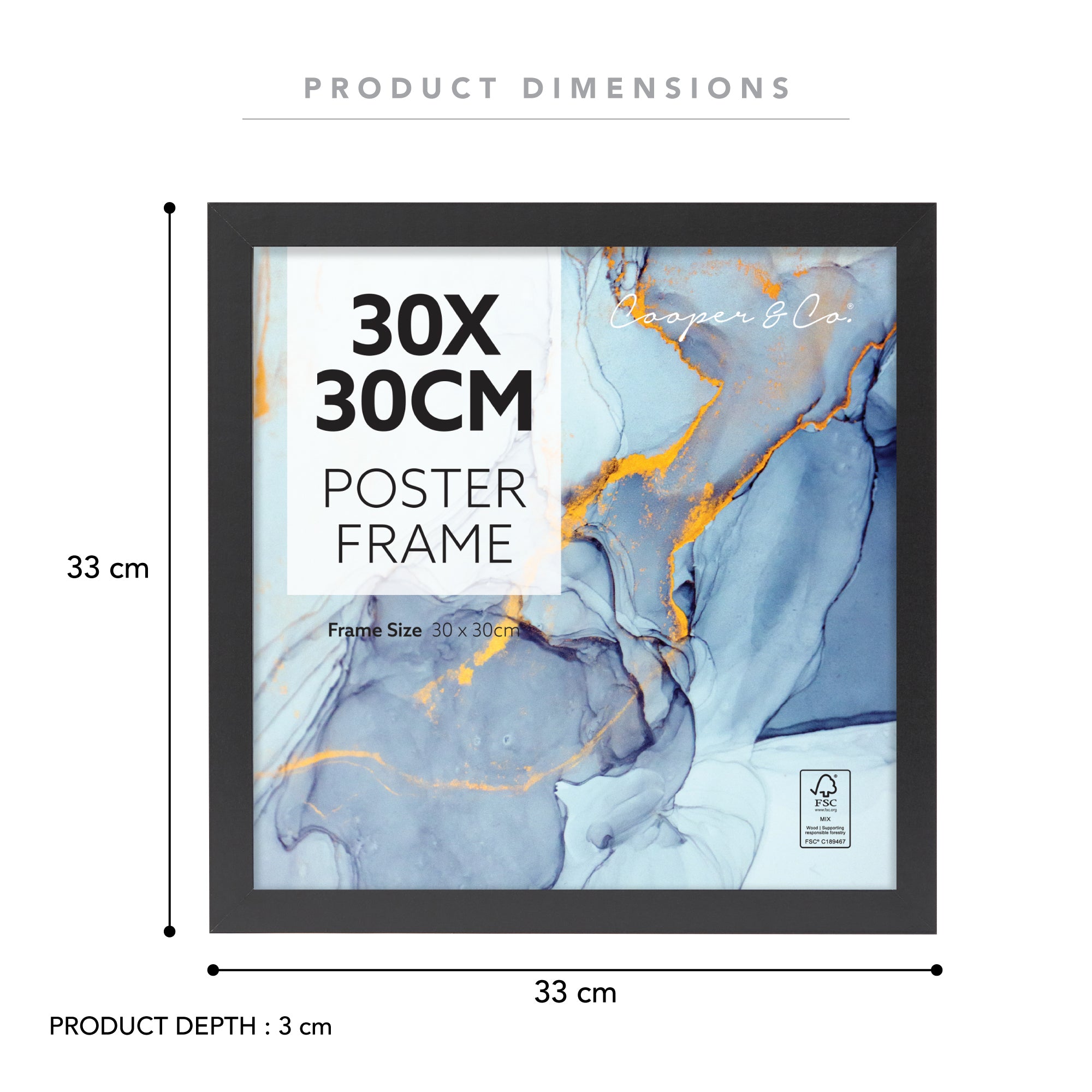 Set of 2 30x30cm Poster Photo Frames