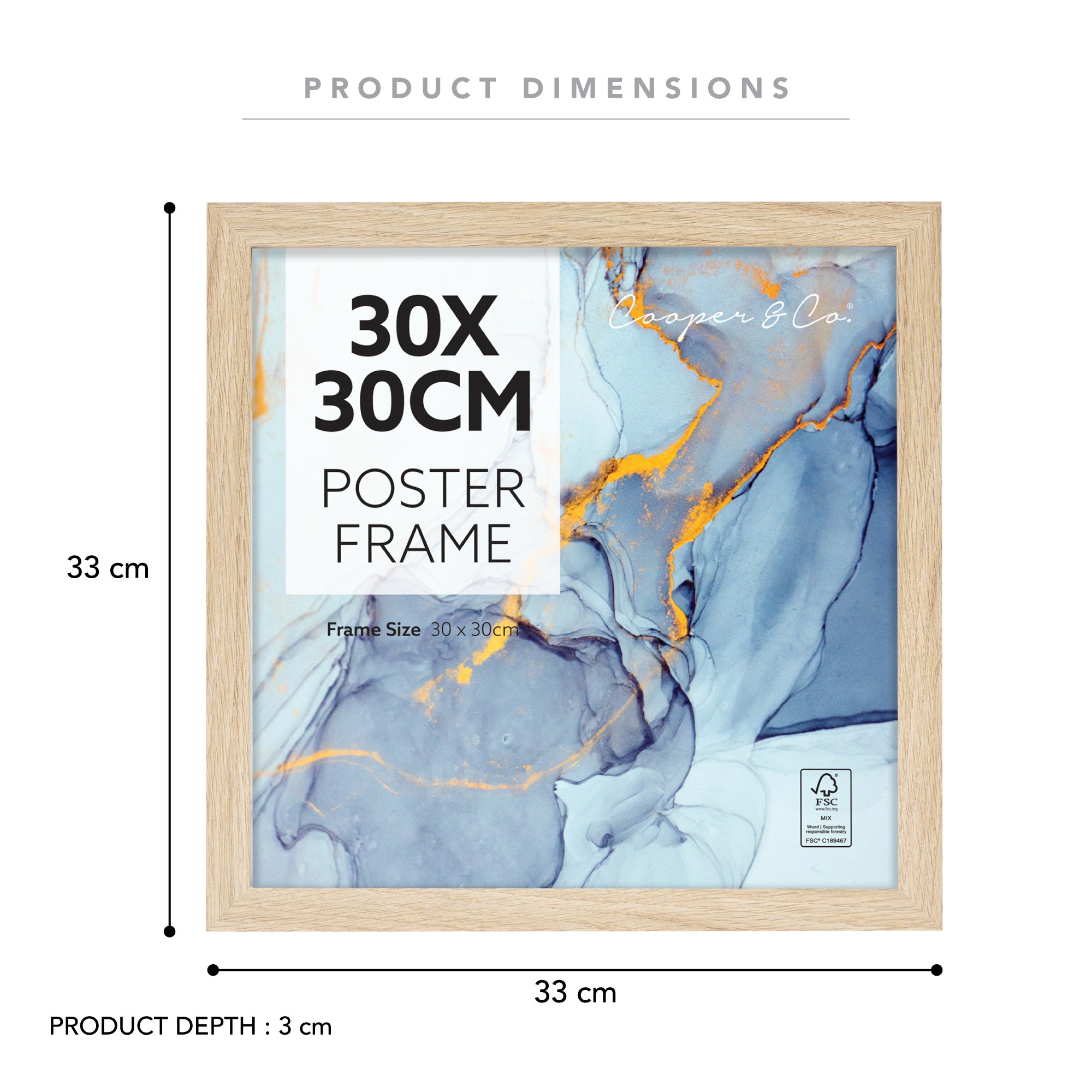 Set of 2 30x30cm Poster Photo Frames