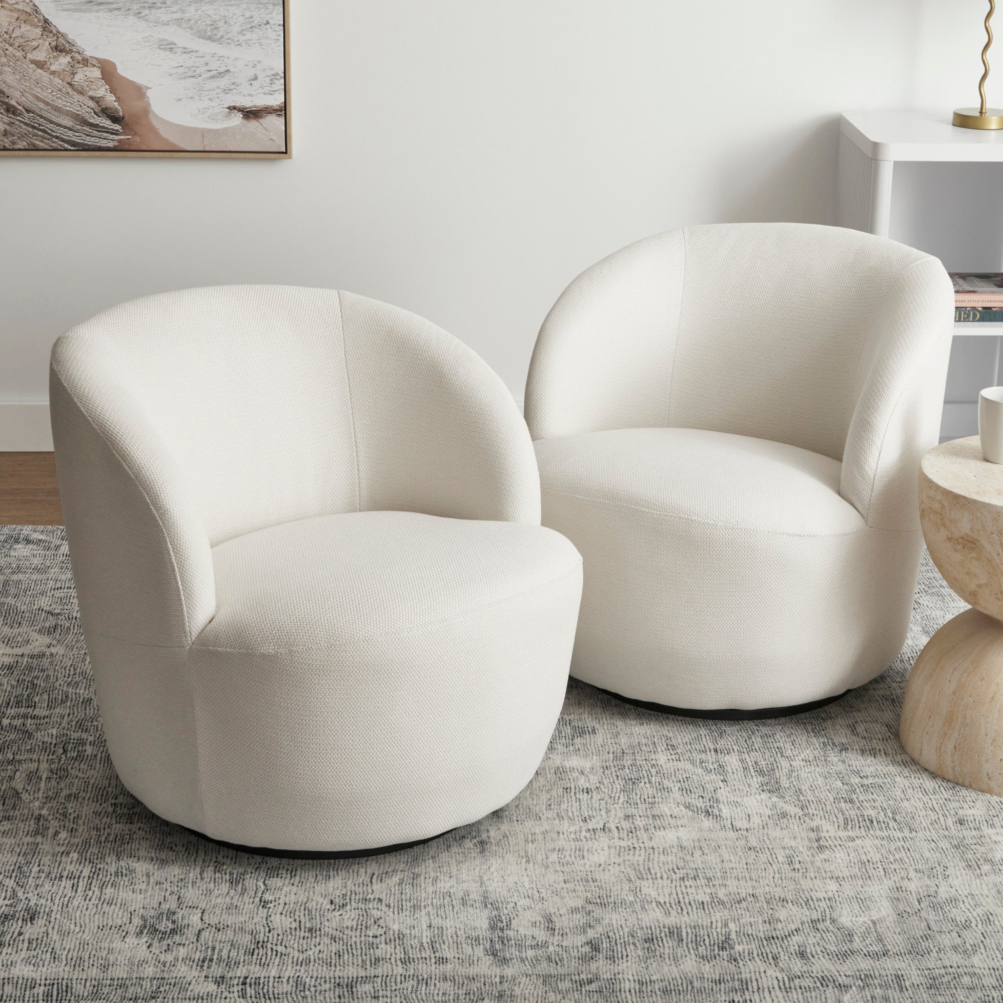 Sadie Swivel Armchair Cream (Set of 2)