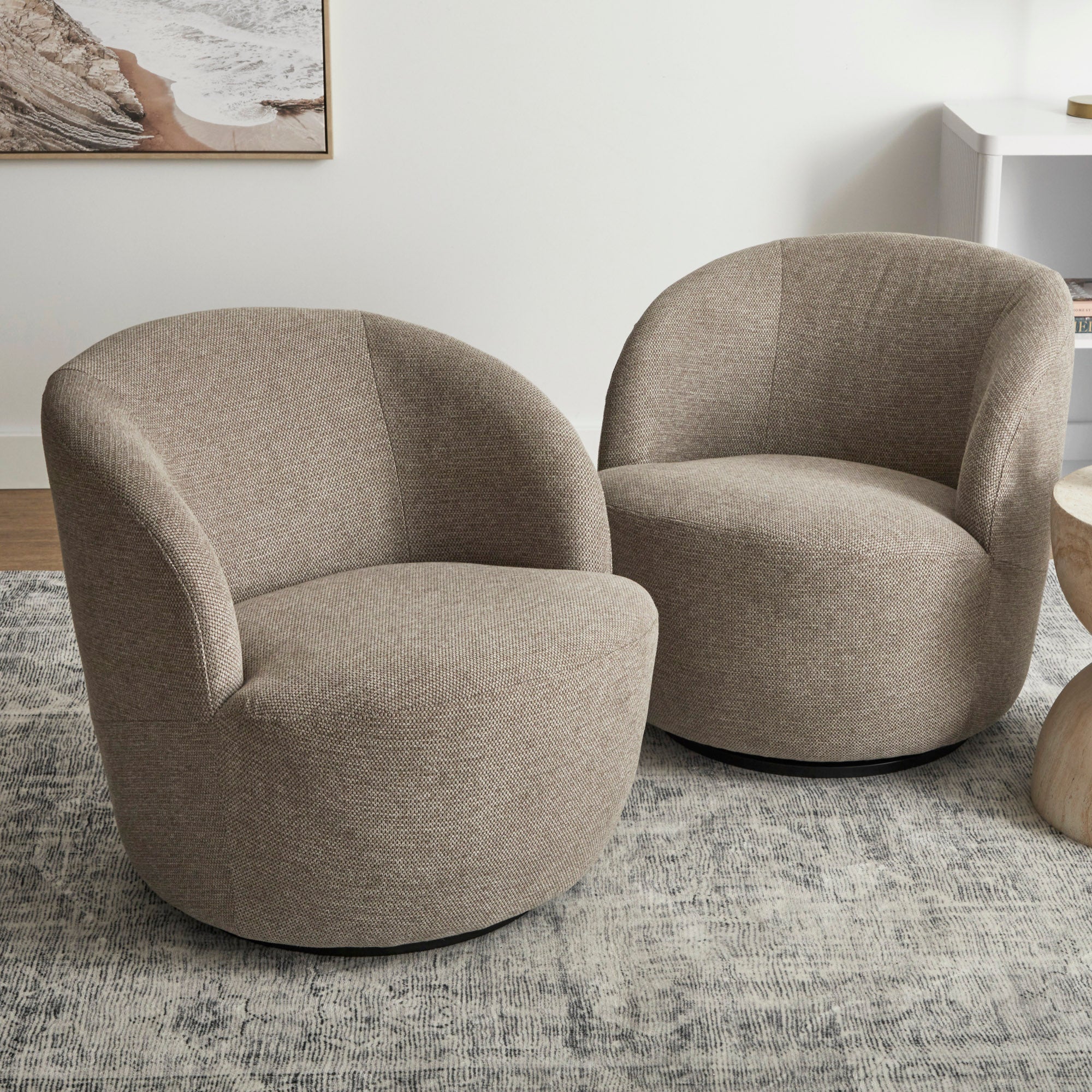 Sadie Swivel Armchair Mushroom (Set of 2)