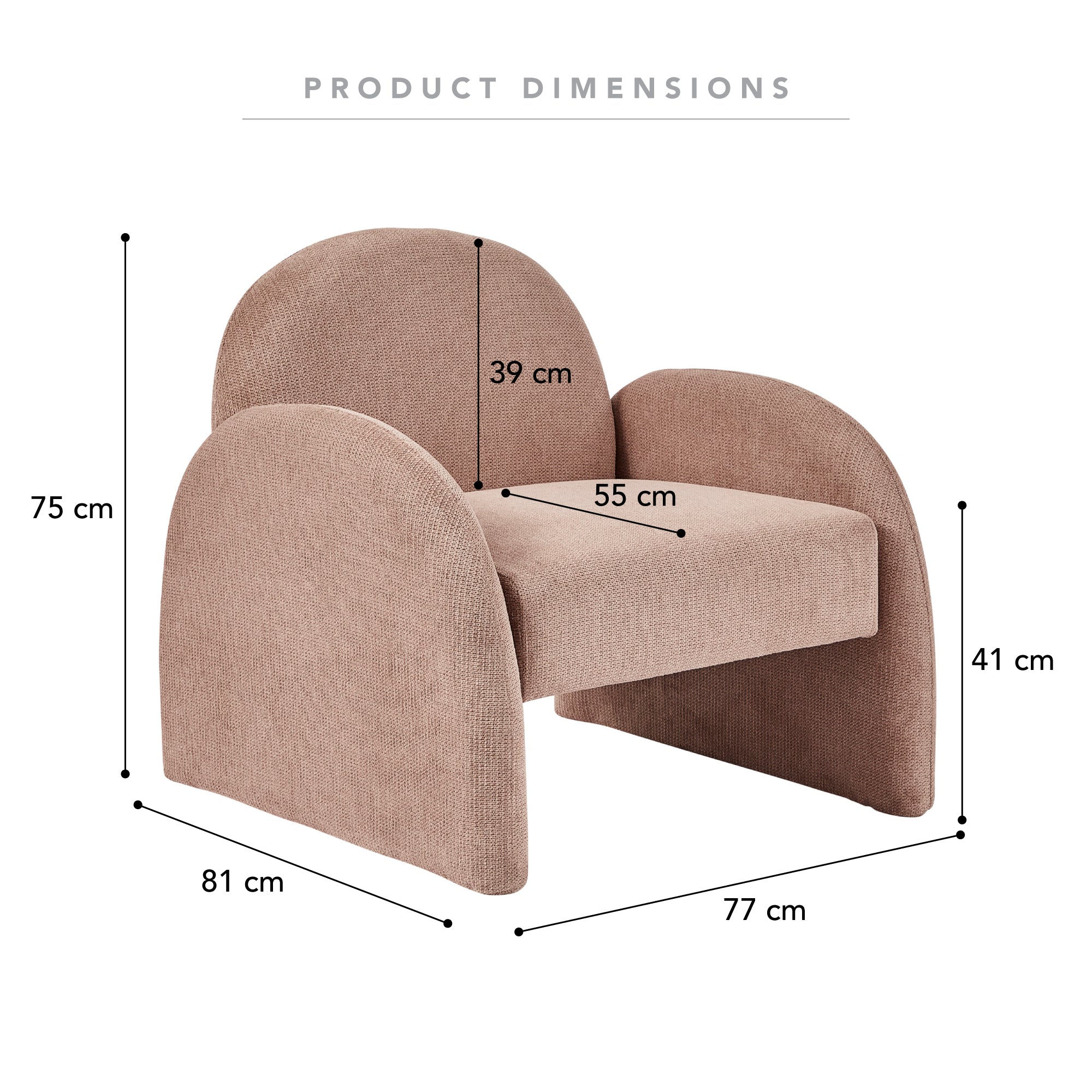 Selene Arched Armchair Rose Tan