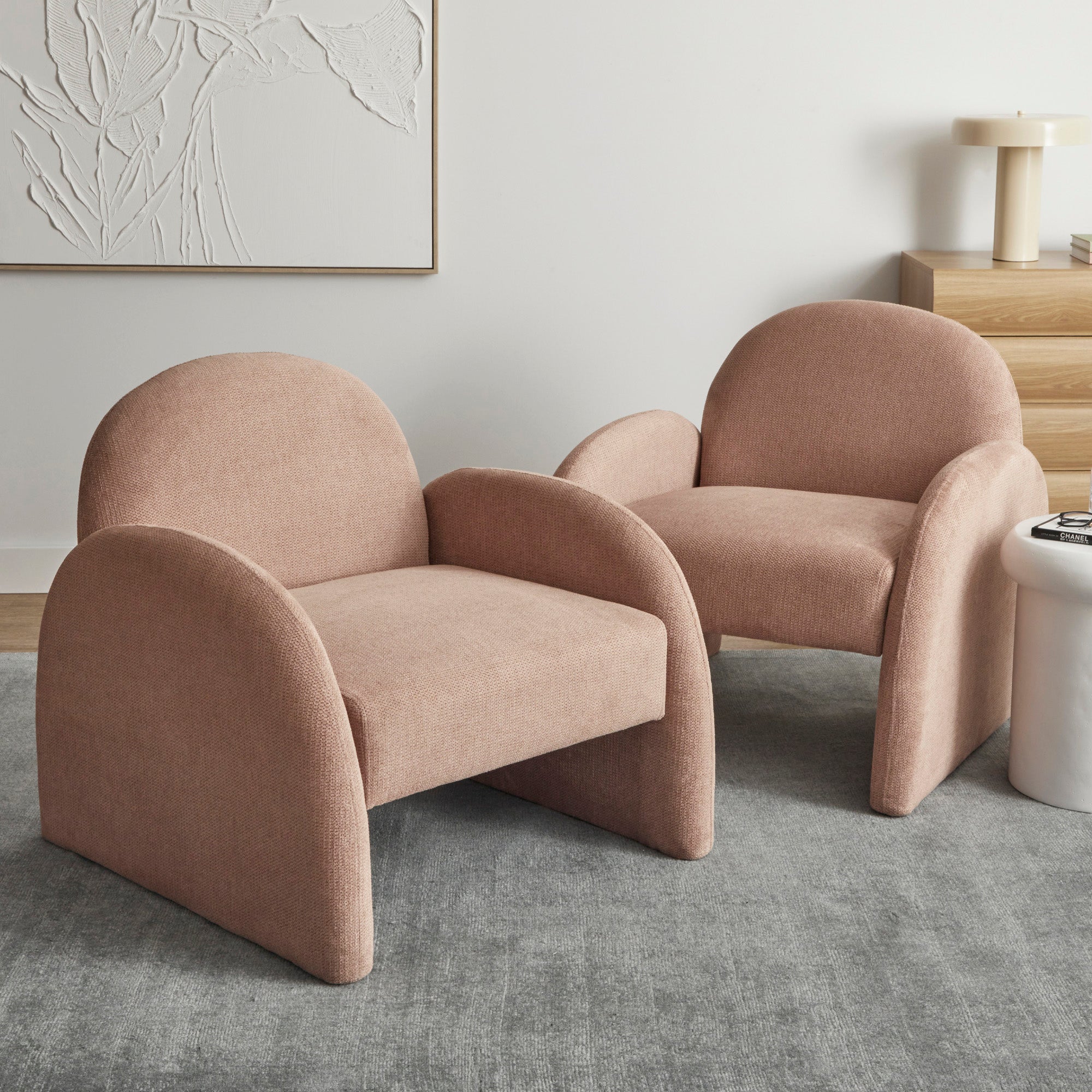 Selene Arched Armchair Rose Tan (Set of 2)