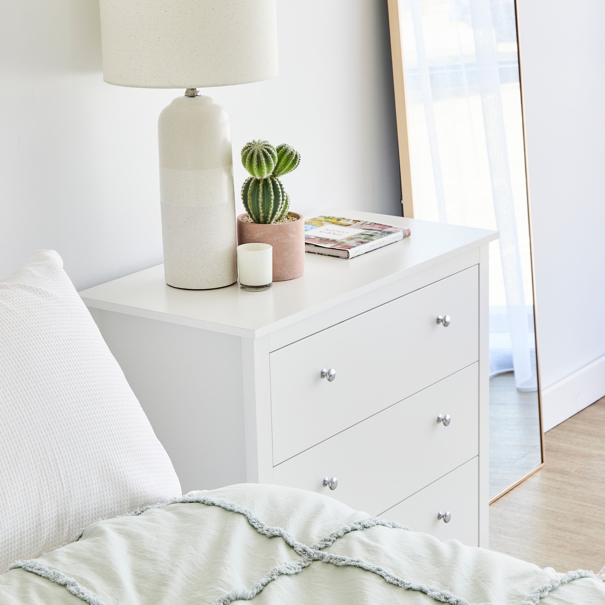 Gemini 80Cm Chest Of 3 Drawers White