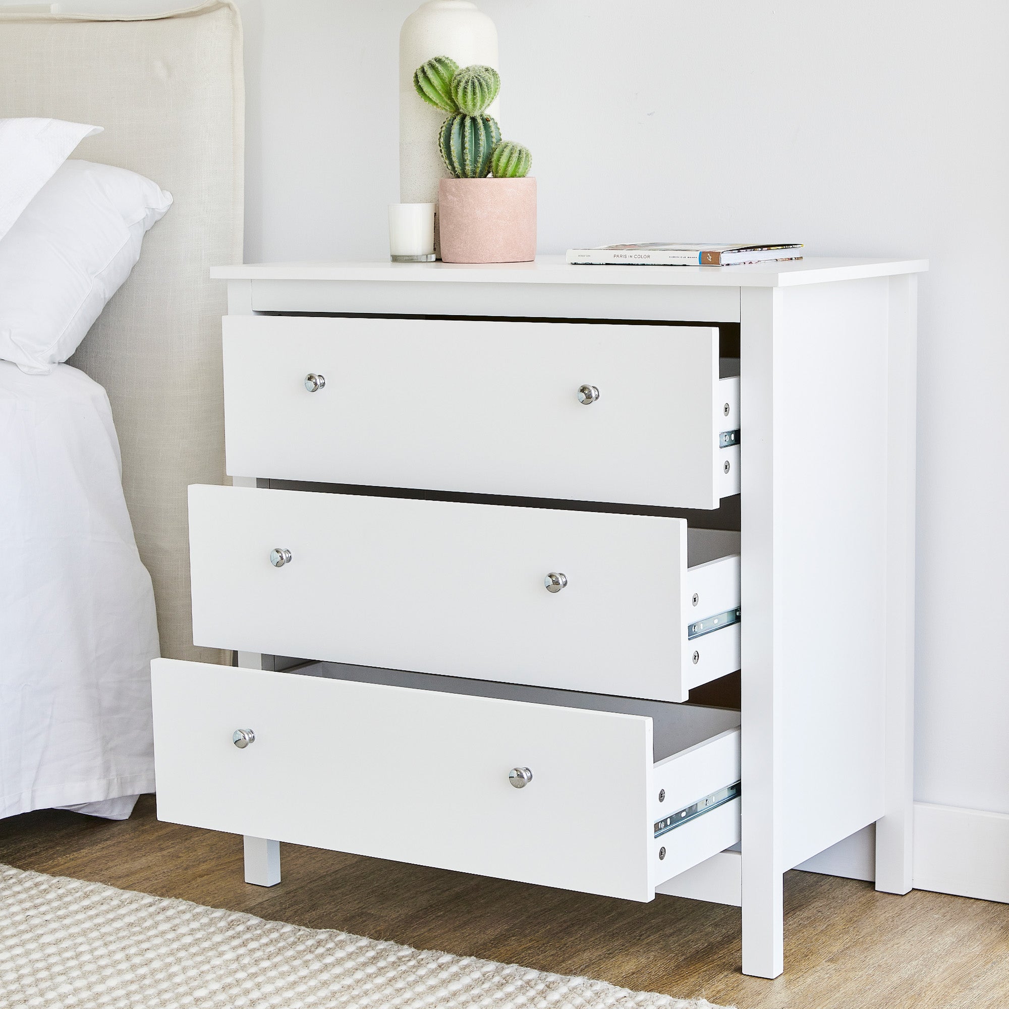 Gemini 80Cm Chest Of 3 Drawers White