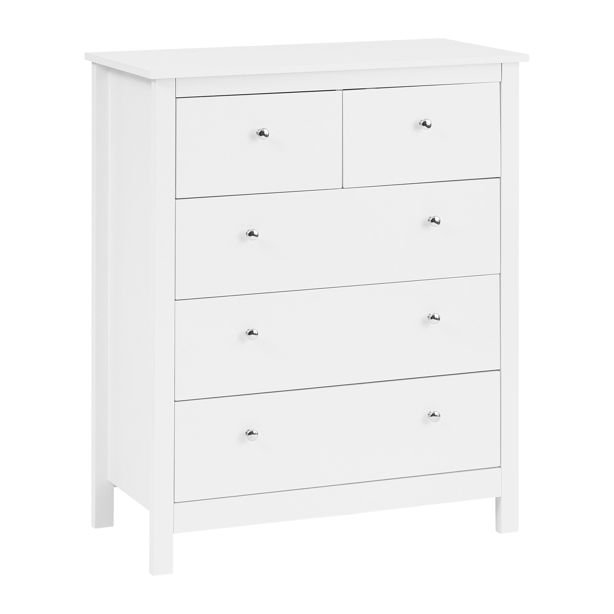 Gemini 80Cm Chest Of 5 Drawers White