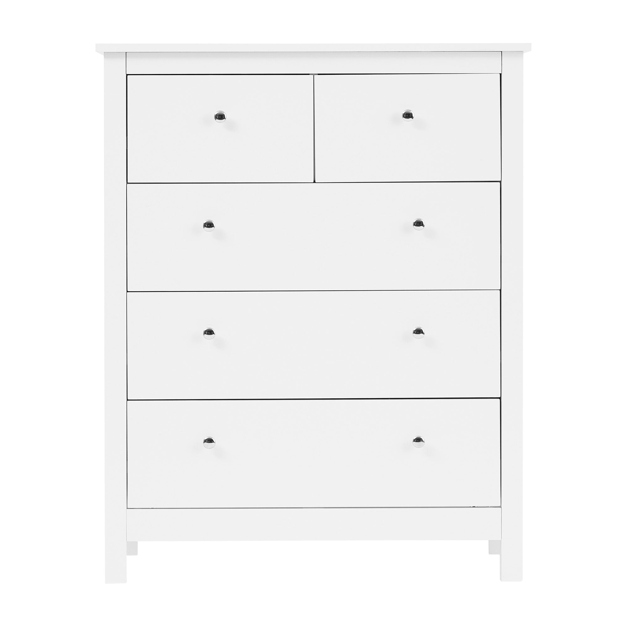 Gemini 80Cm Chest Of 5 Drawers White