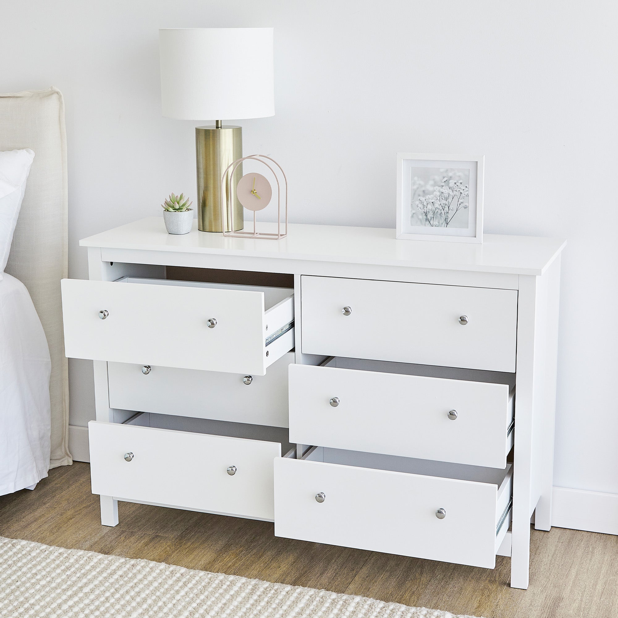 Gemini 120Cm Chest Of 6 Drawers White