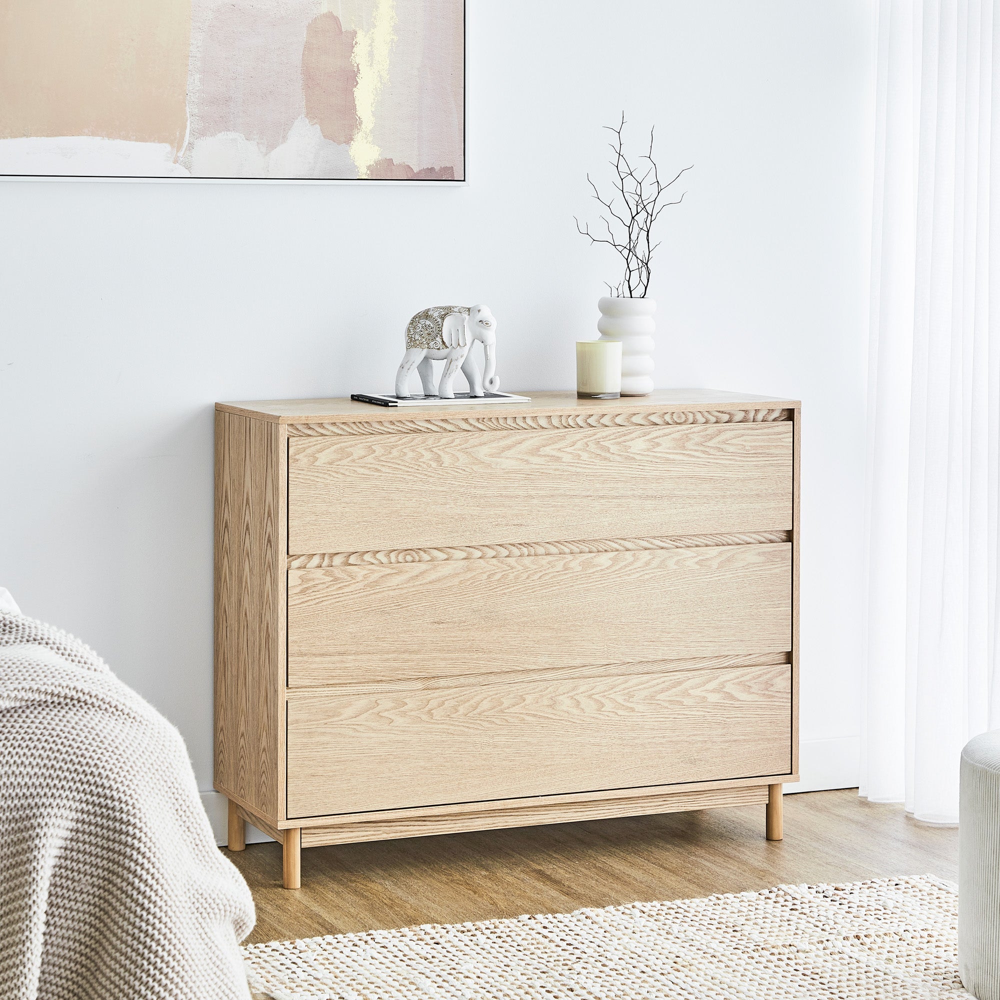 Emerson 110Cm Chest Of 3 Drawers Natural