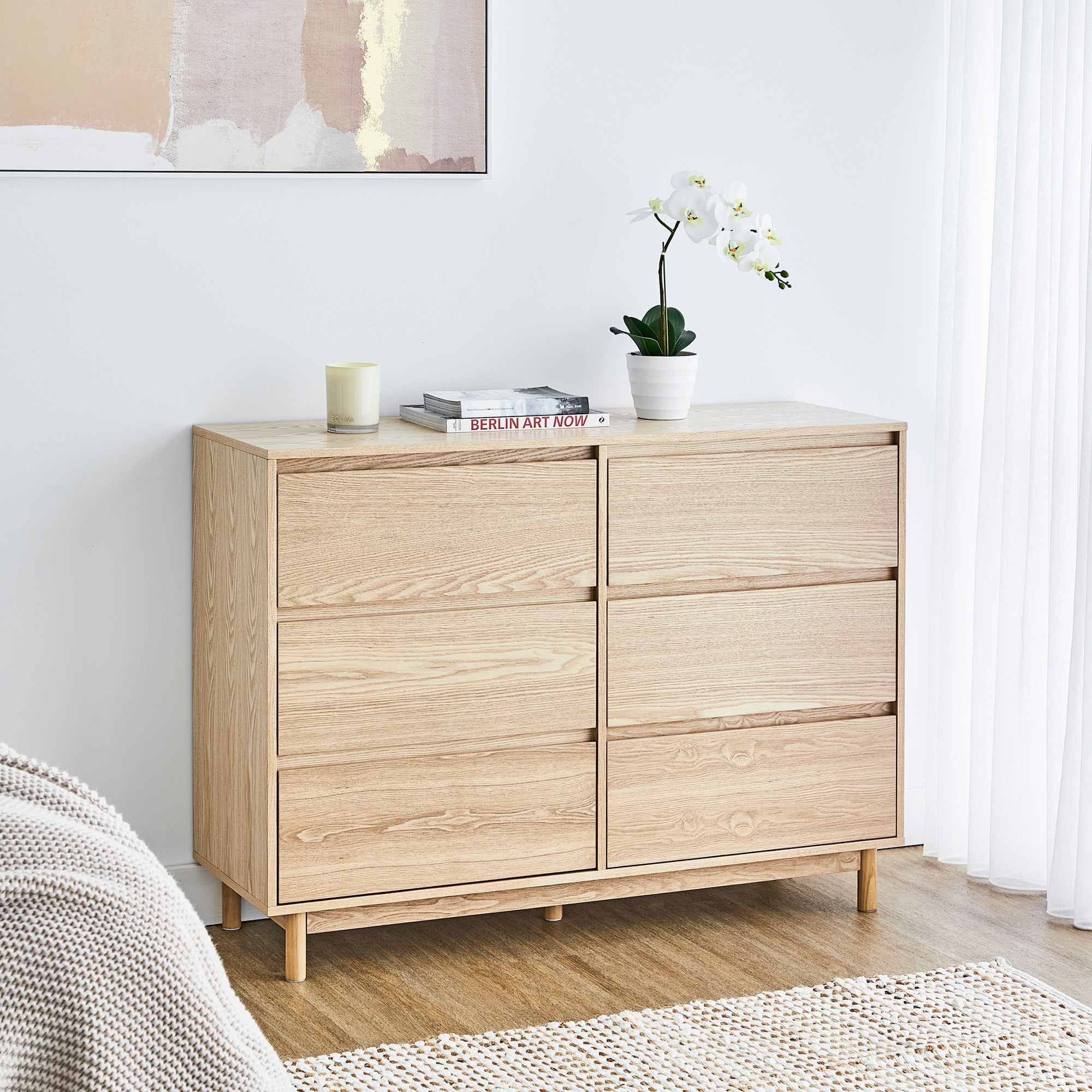 Emerson 120Cm Chest Of 6 Drawers Natural