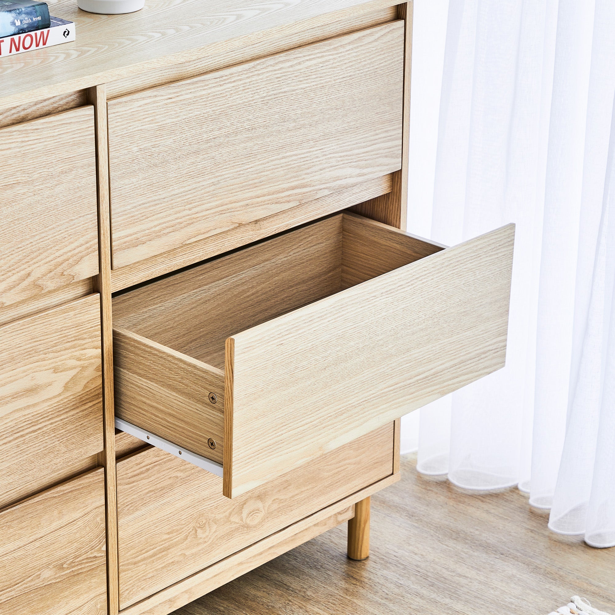 Emerson 120Cm Chest Of 6 Drawers Natural