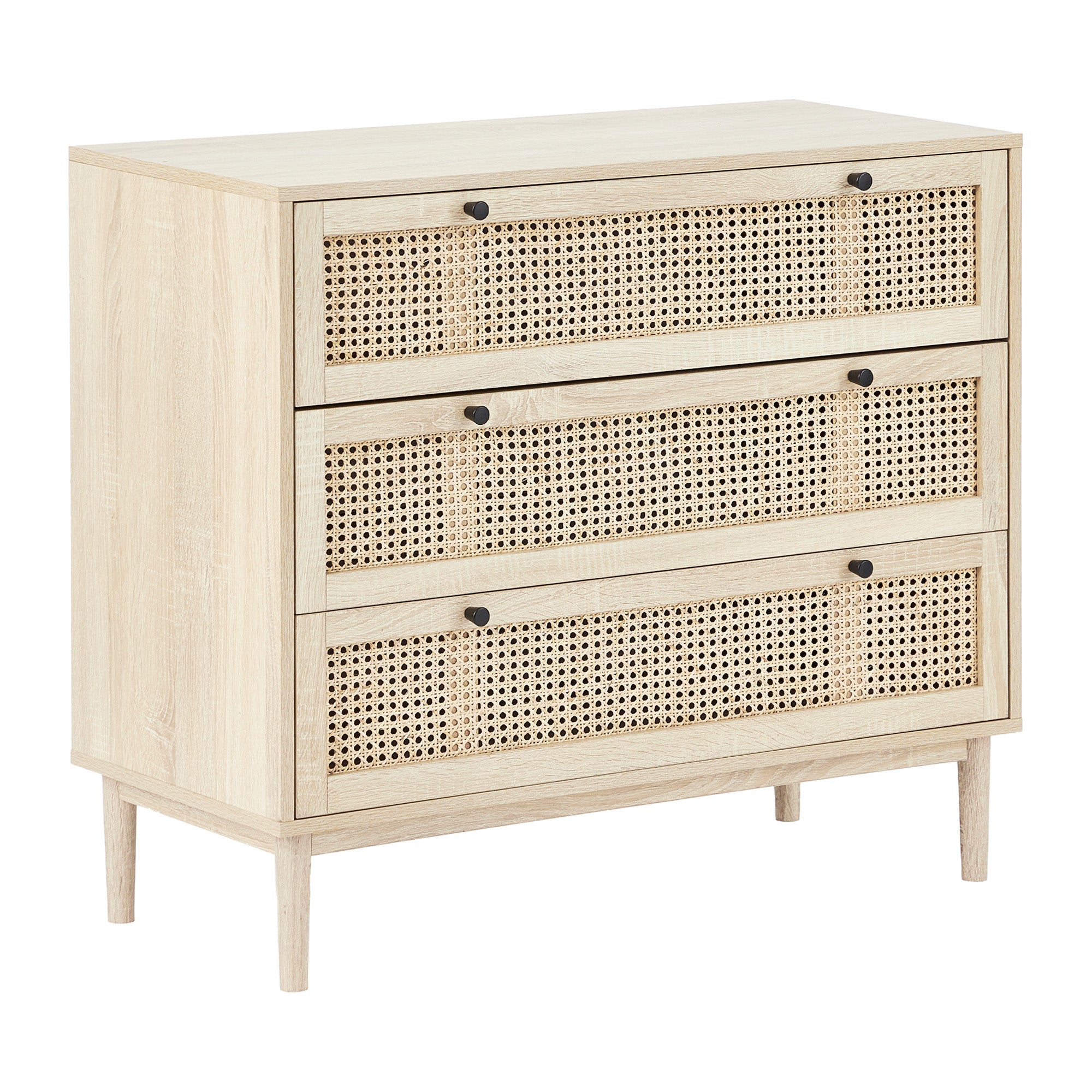 Oahu 90Cm Rattan Chest Of 3 Drawers Natural