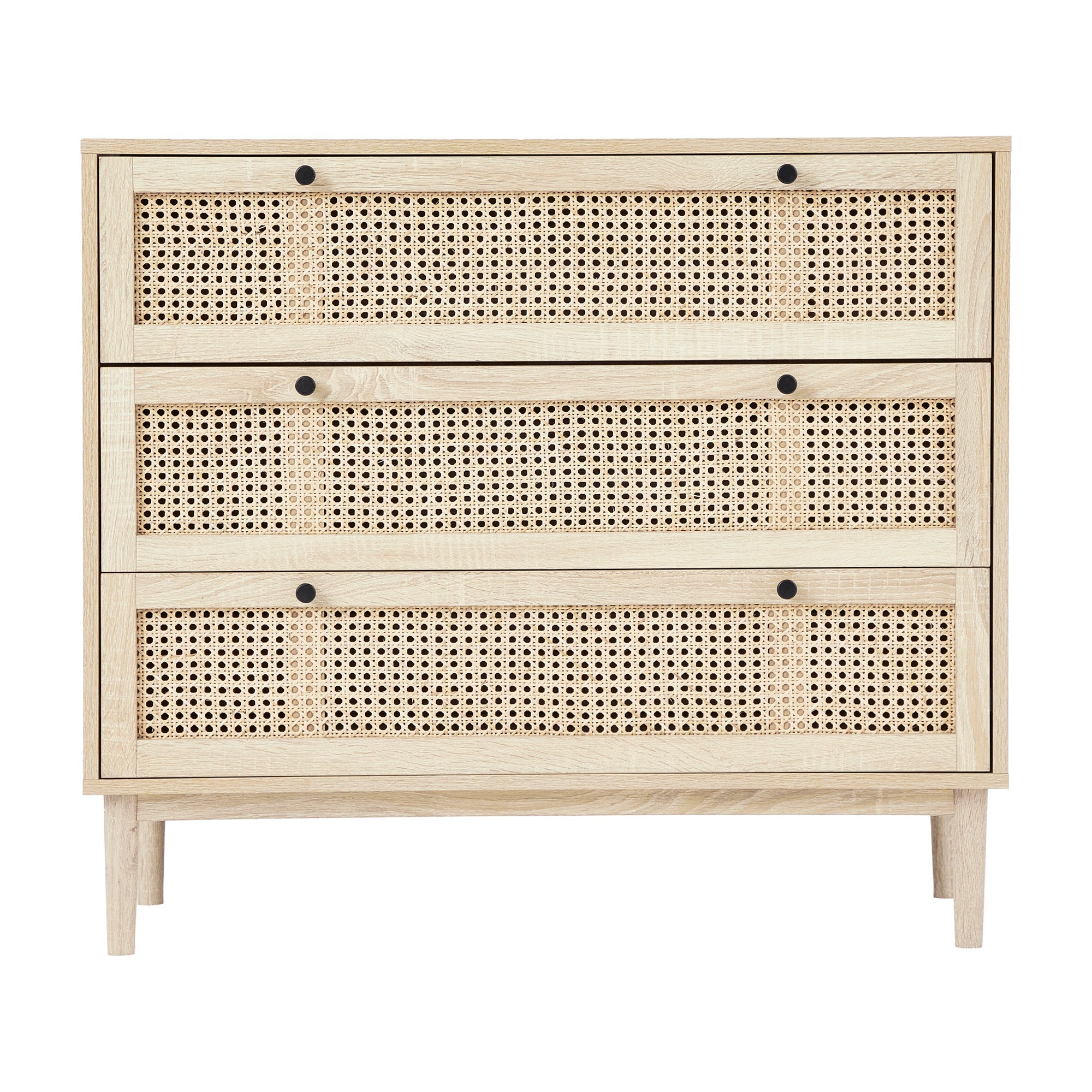 Oahu 90Cm Rattan Chest Of 3 Drawers Natural