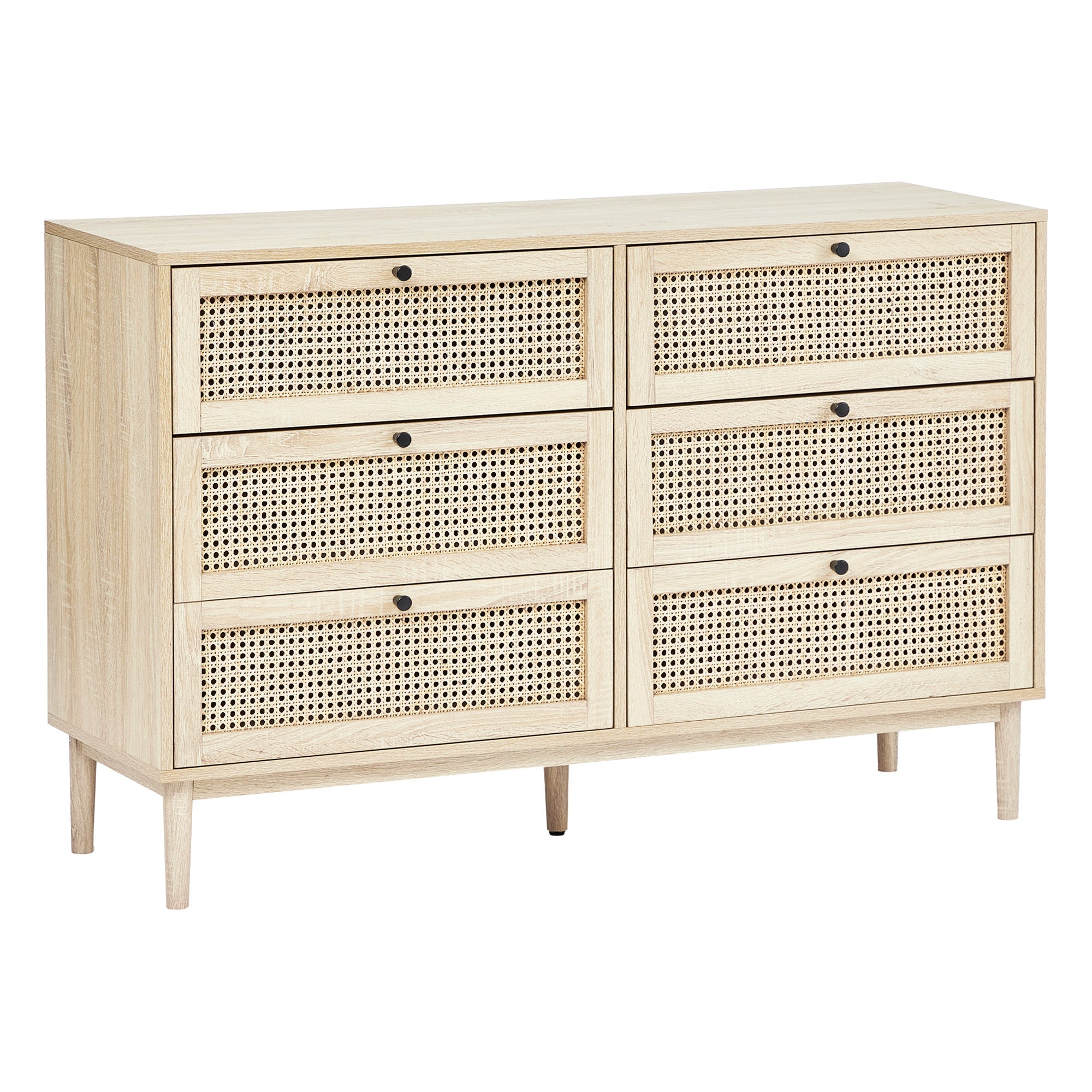 Oahu 120Cm Rattan Chest Of 6 Drawers Natural