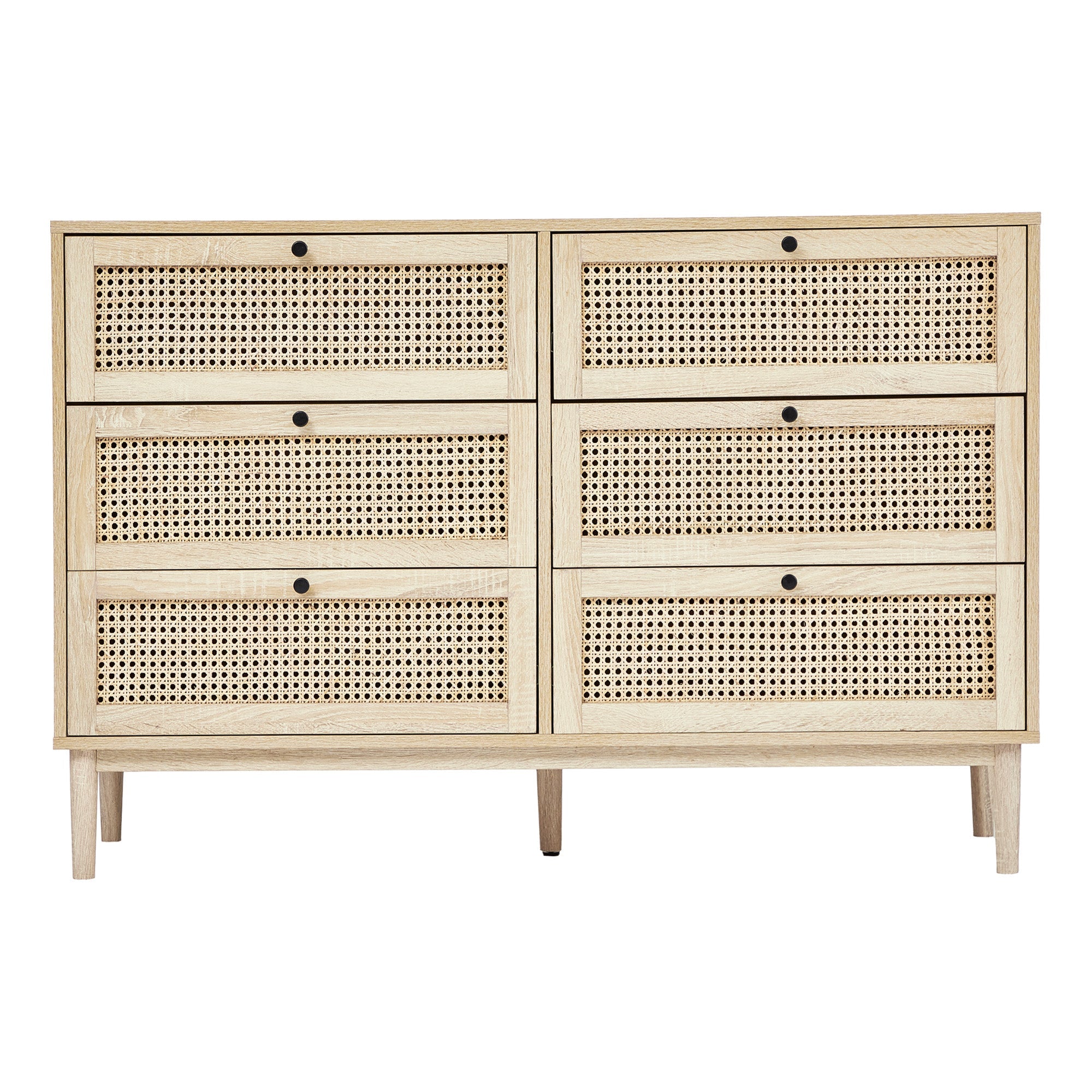 Oahu 120Cm Rattan Chest Of 6 Drawers Natural