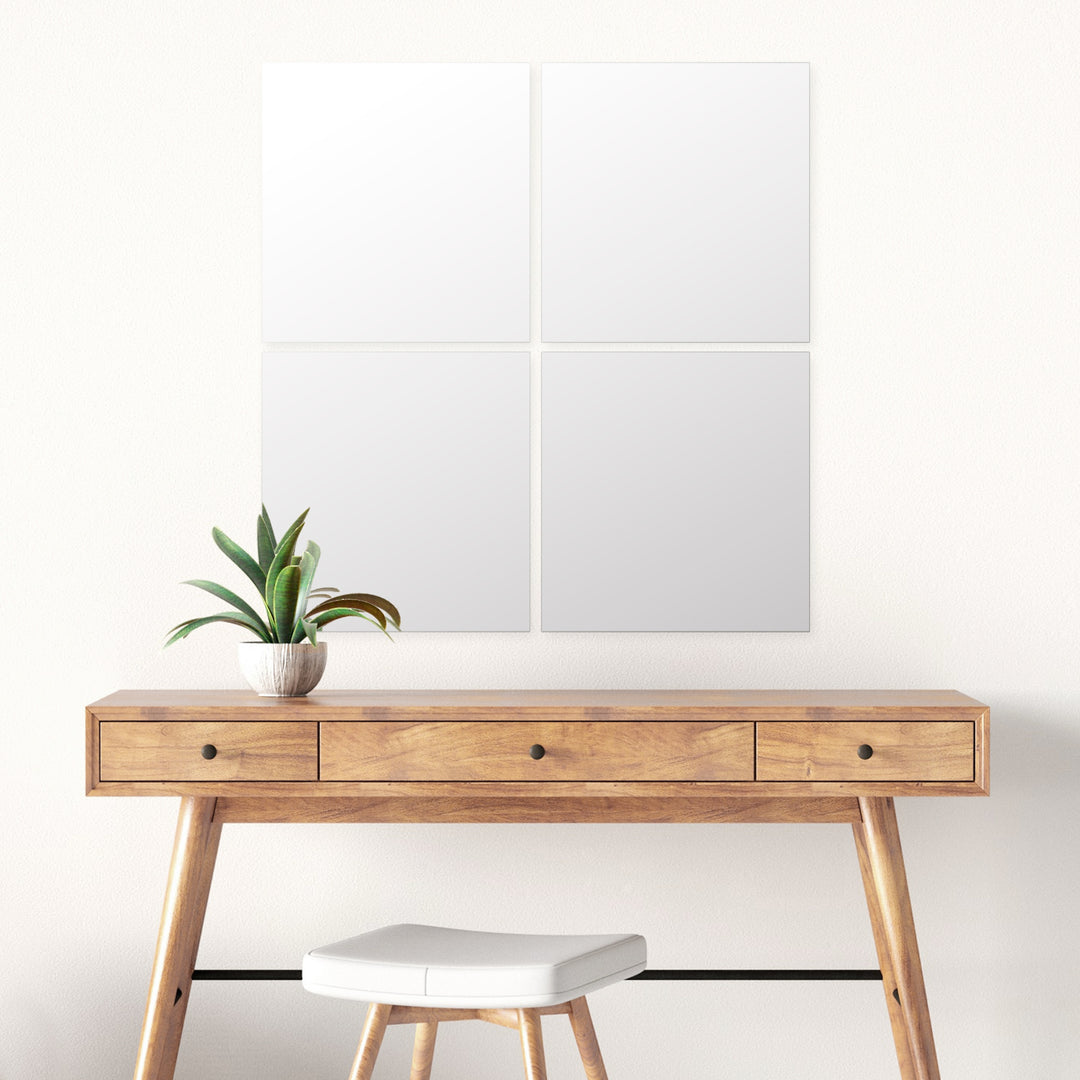 Sleek Set of 4 Square Frameless Mirrors, 40x40 cm Each