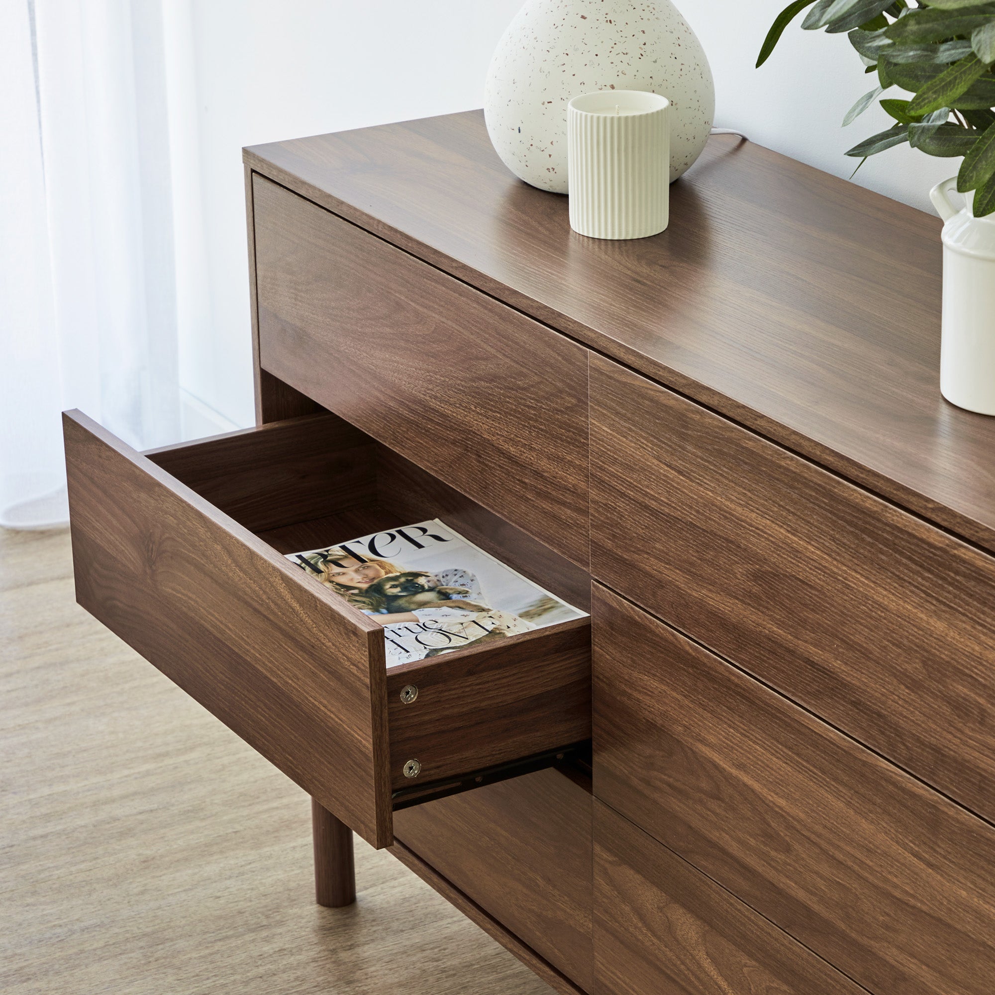 Norquay 120cm Chest of 6 Drawers Walnut