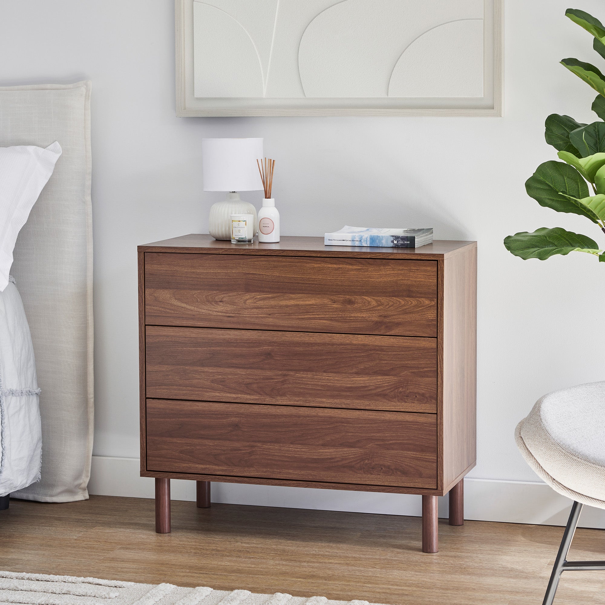 Norquay 80cm Chest of 3 Drawers Walnut