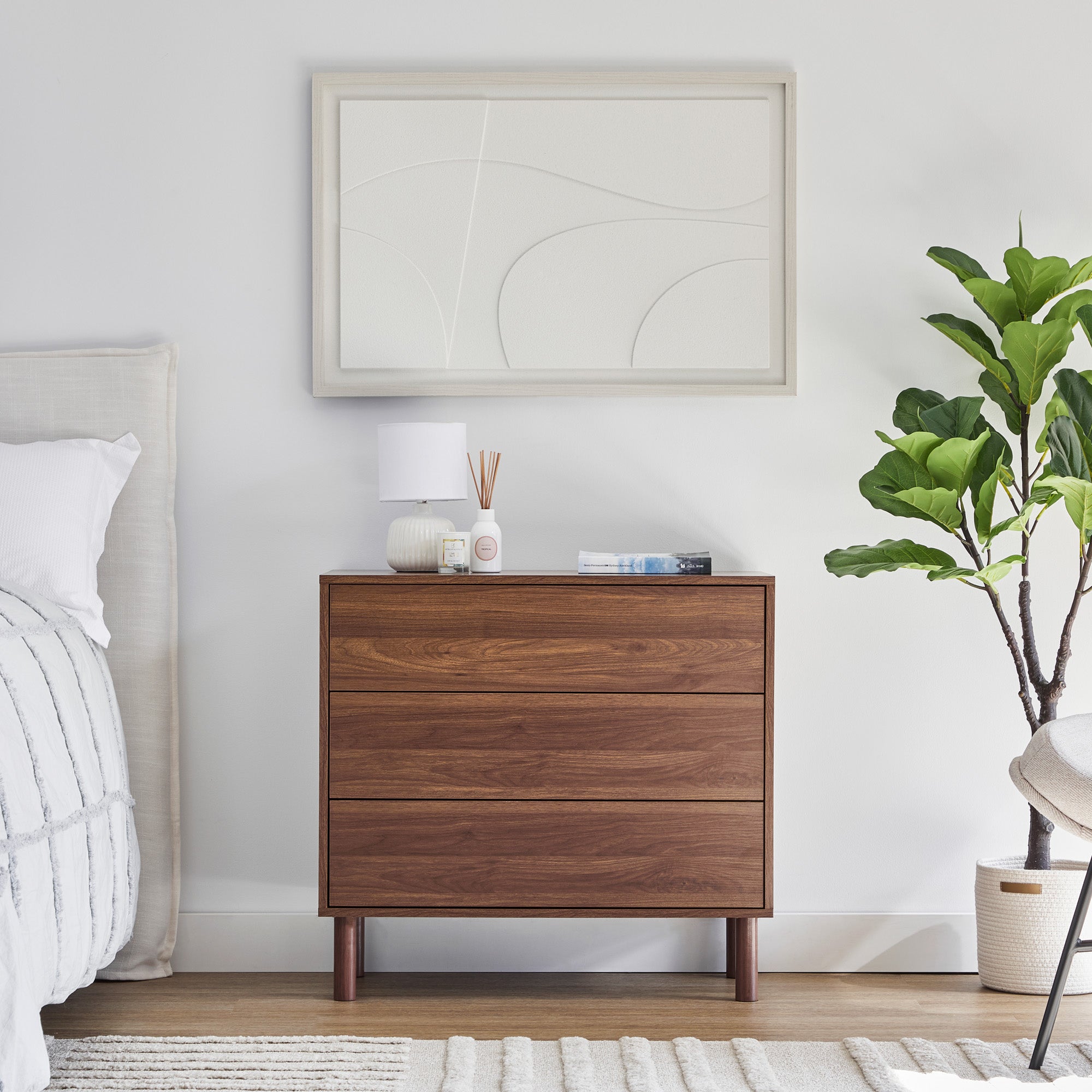 Norquay 80cm Chest of 3 Drawers Walnut