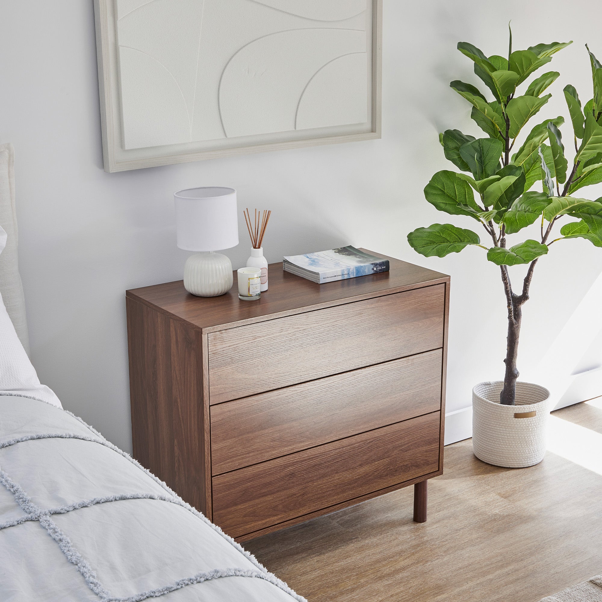 Norquay 80cm Chest of 3 Drawers Walnut