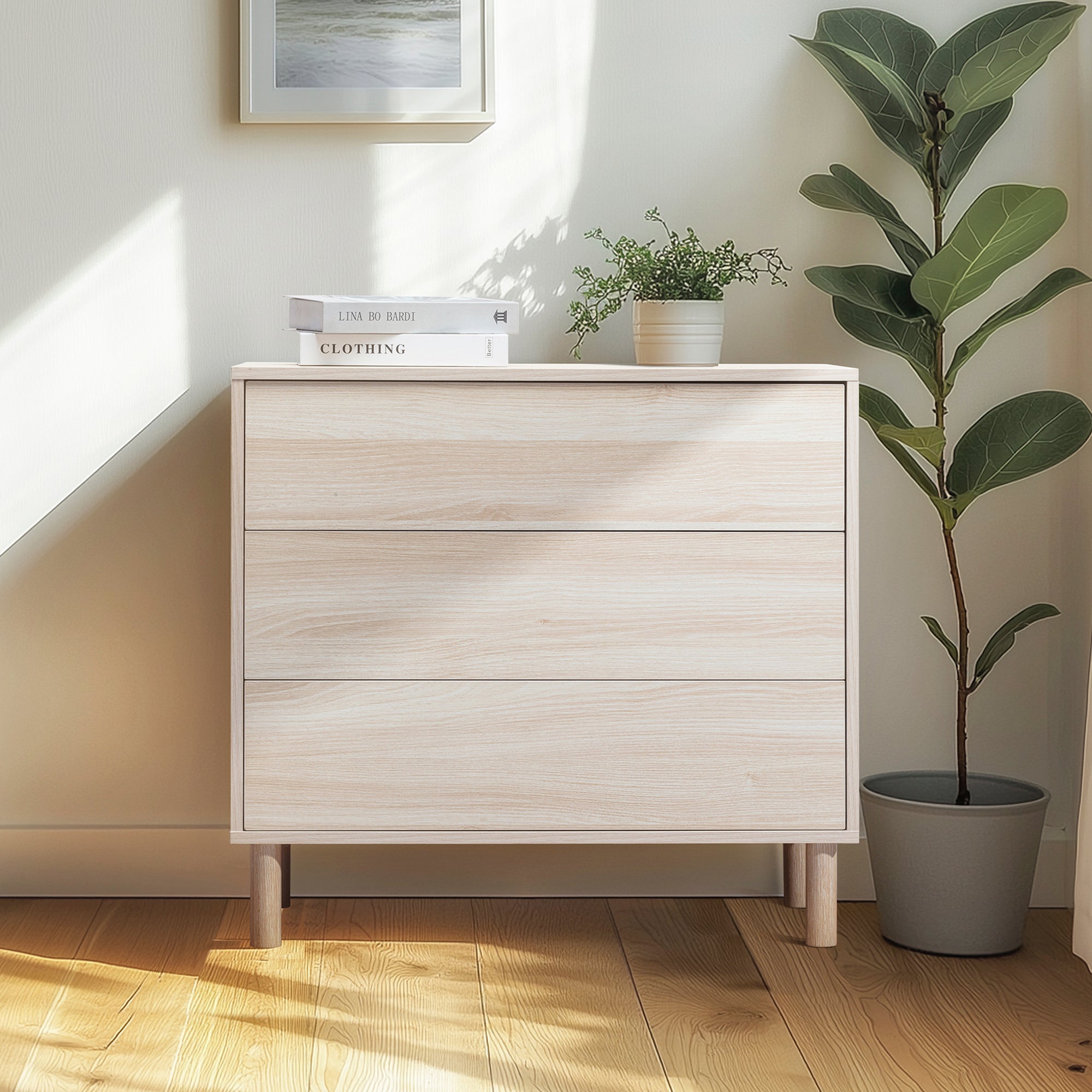 Norquay 80cm Chest of 3 Drawers Light Oak