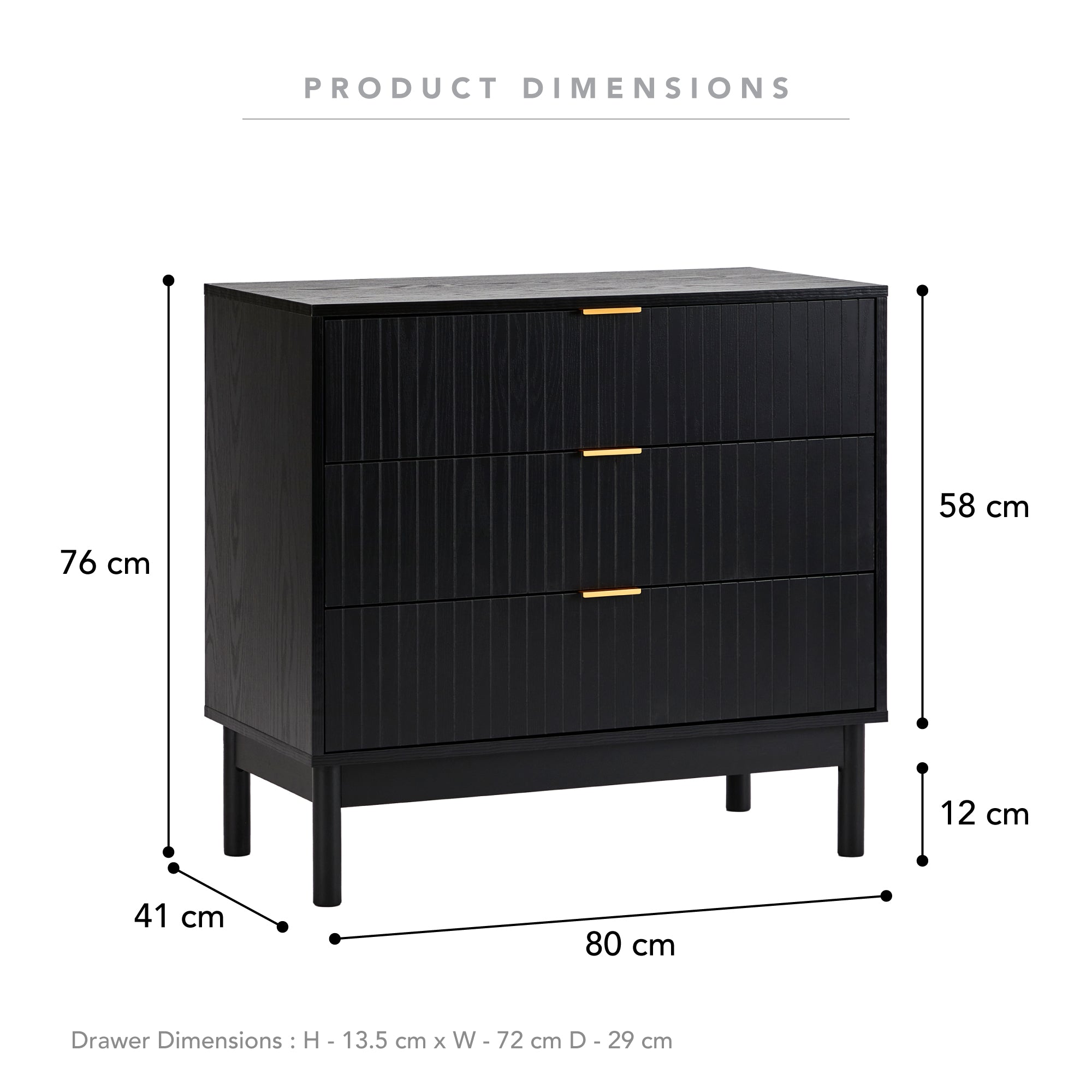 Apia 80cm Chest of 3 Drawers Natural