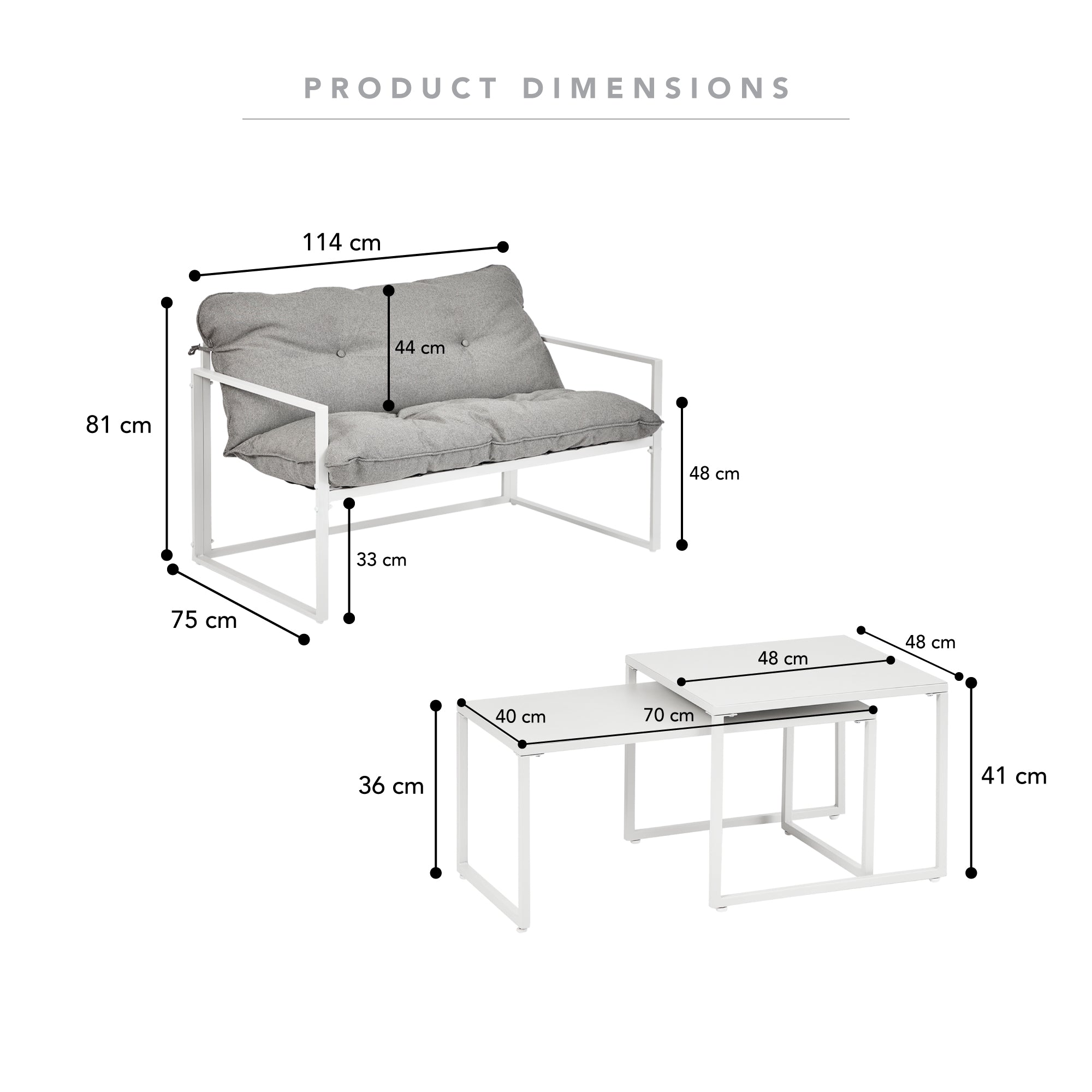 Tiri 4-piece Outdoor Conversation Sling Set Light Grey & White