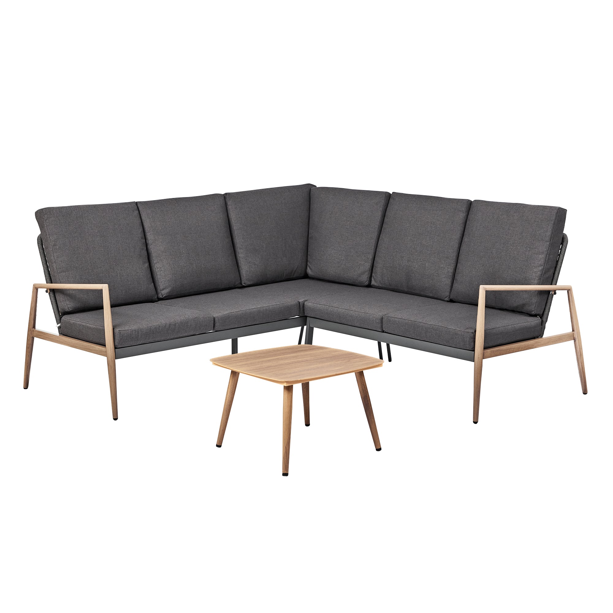 Cayo 3-piece Outdoor Corner Set Charcoal & Natural