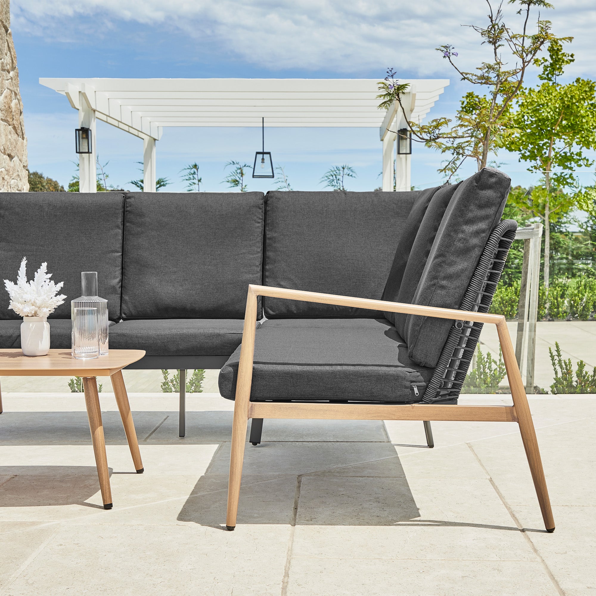 Cayo 3-piece Outdoor Corner Set Charcoal & Natural