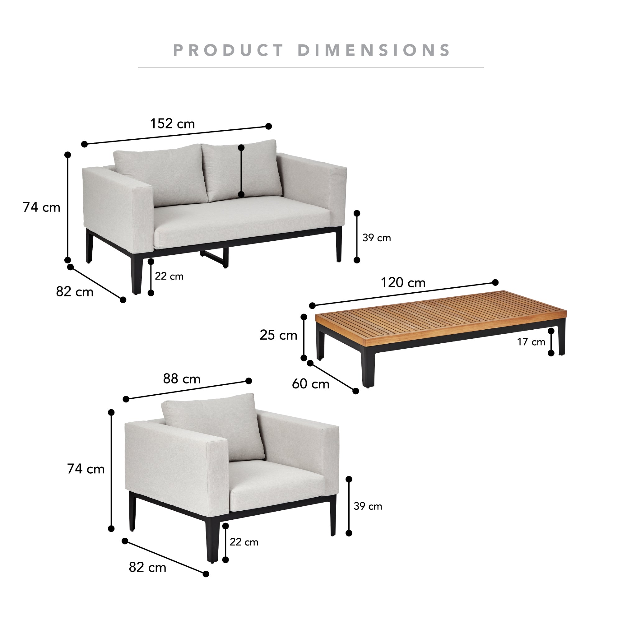 Aruba 4-piece Outdoor Conversation Set Grey