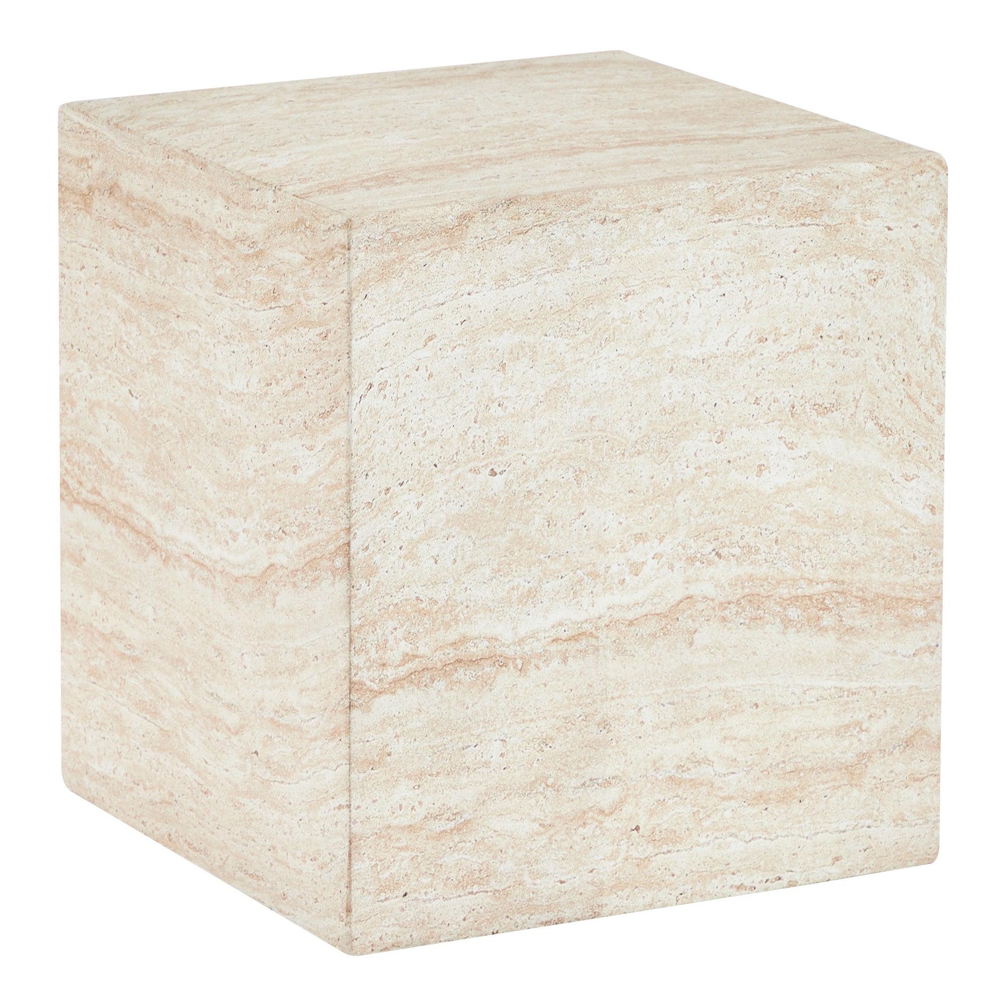 Lucia 45cm Travertine Look Side Table