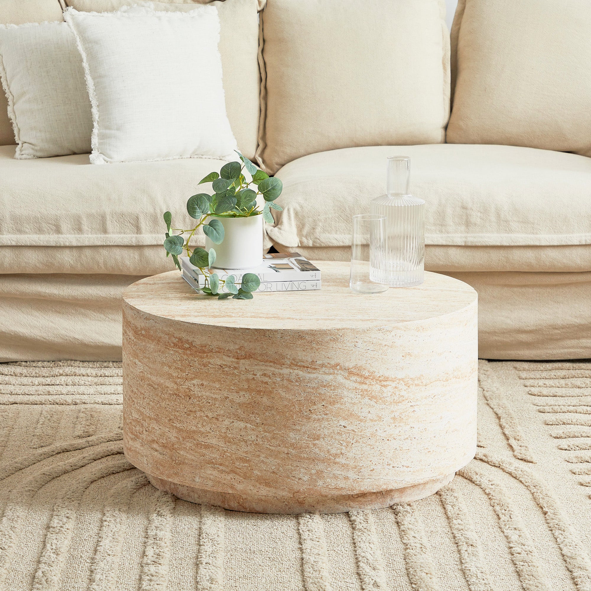 Elena 70cm Travertine Look Coffee Table