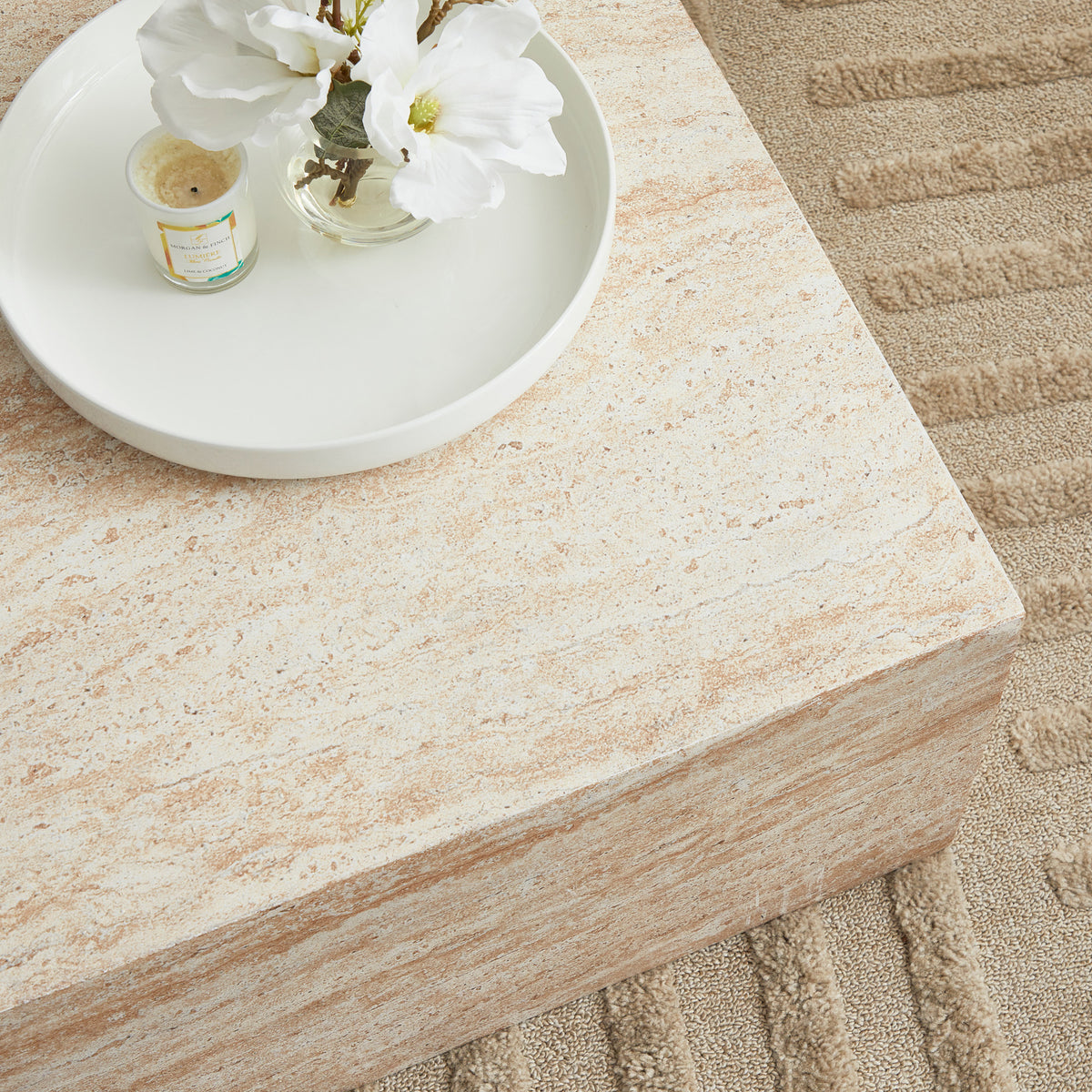 Isla Travertine Look Coffee Table