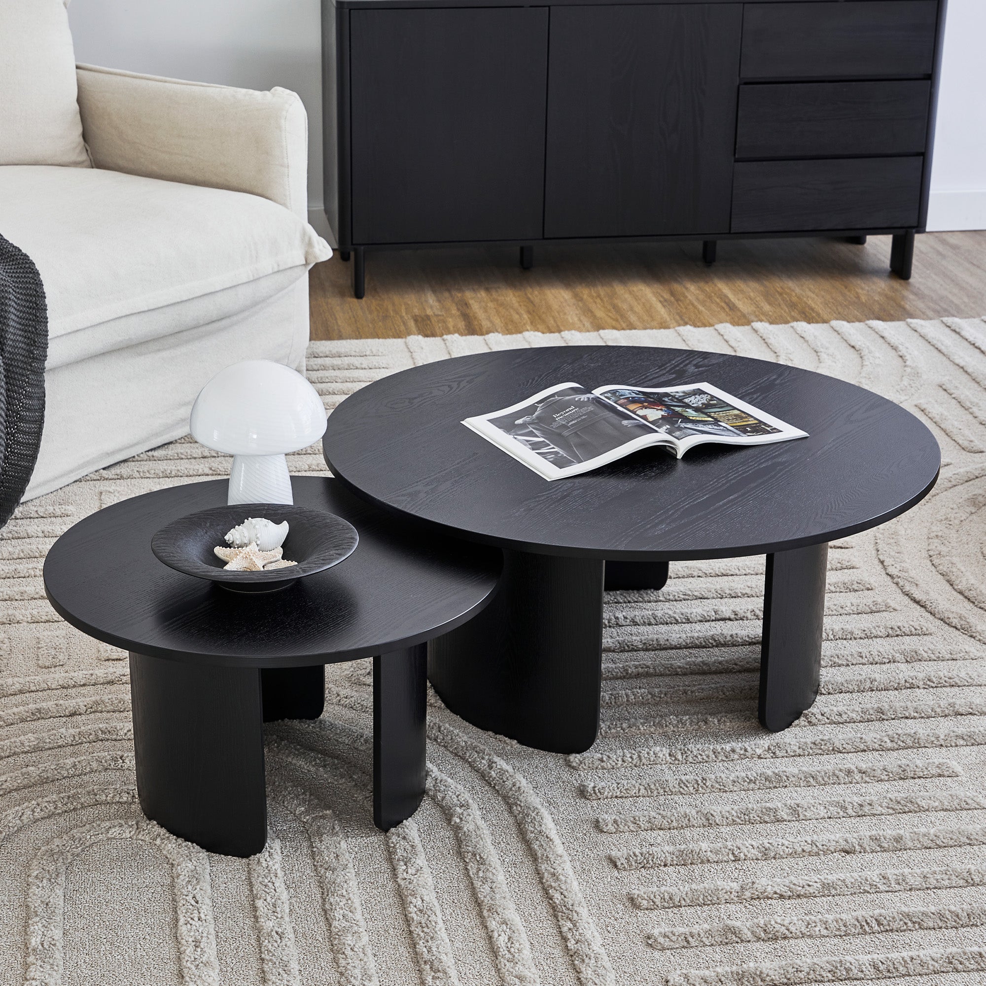 Taupo Coffee Tables Set of 2 Curved Legs