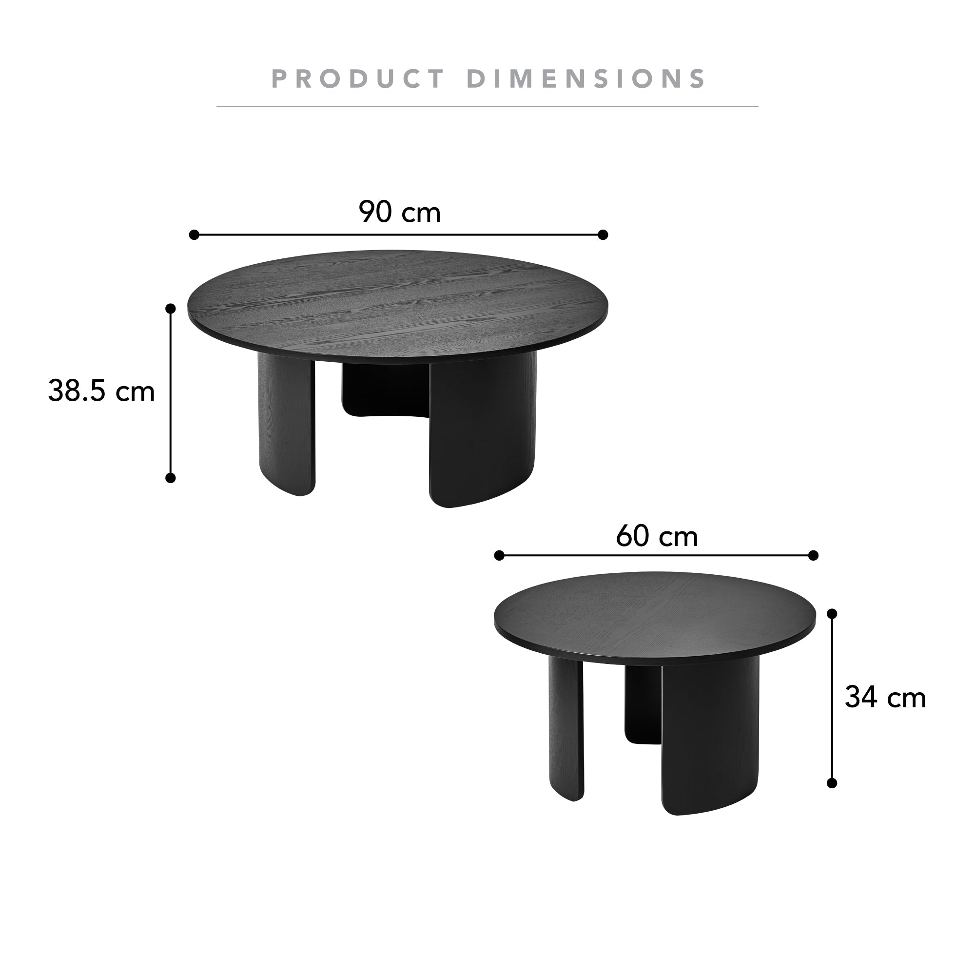 Taupo Coffee Tables Set of 2 Curved Legs