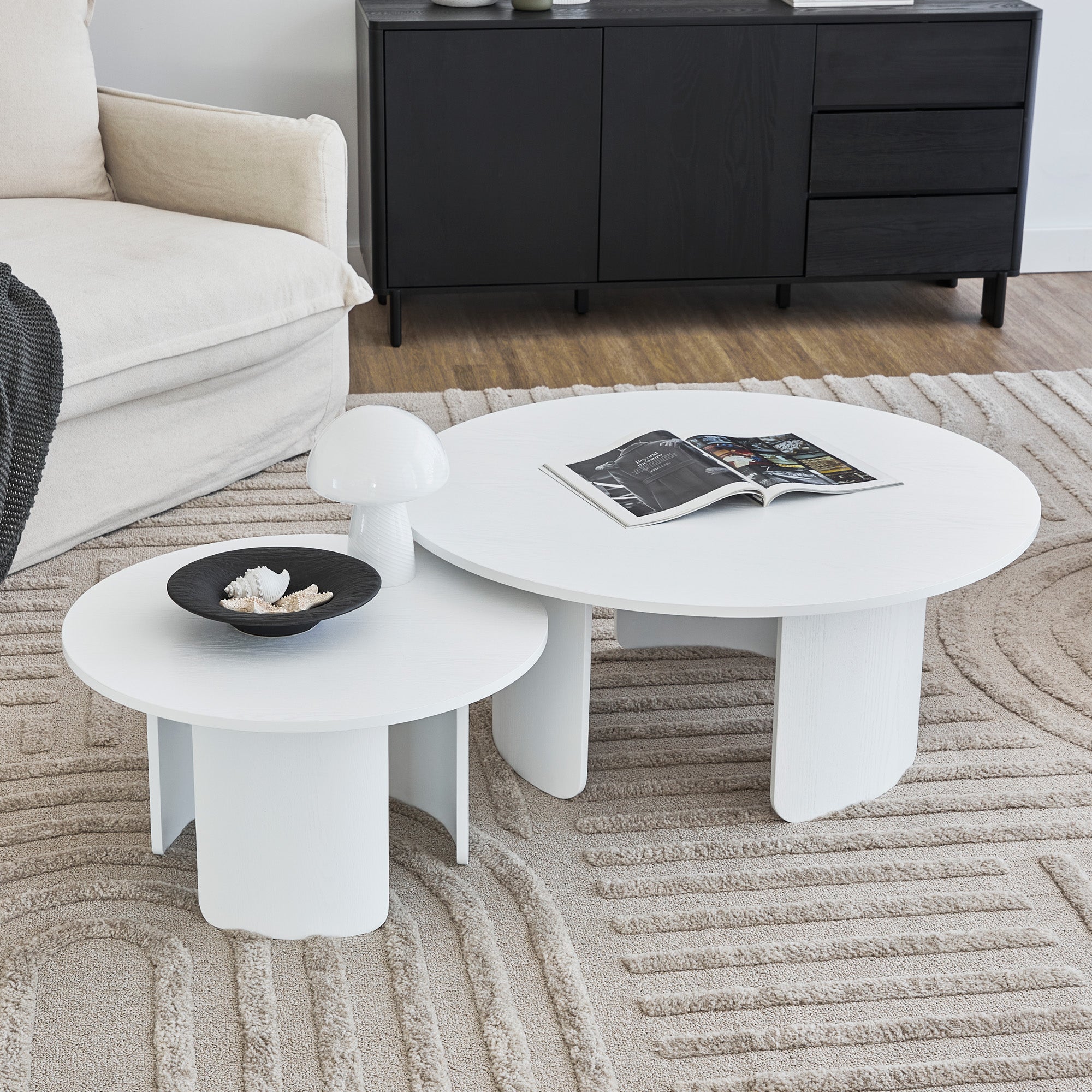 Taupo Coffee Tables Set of 2 Curved Legs