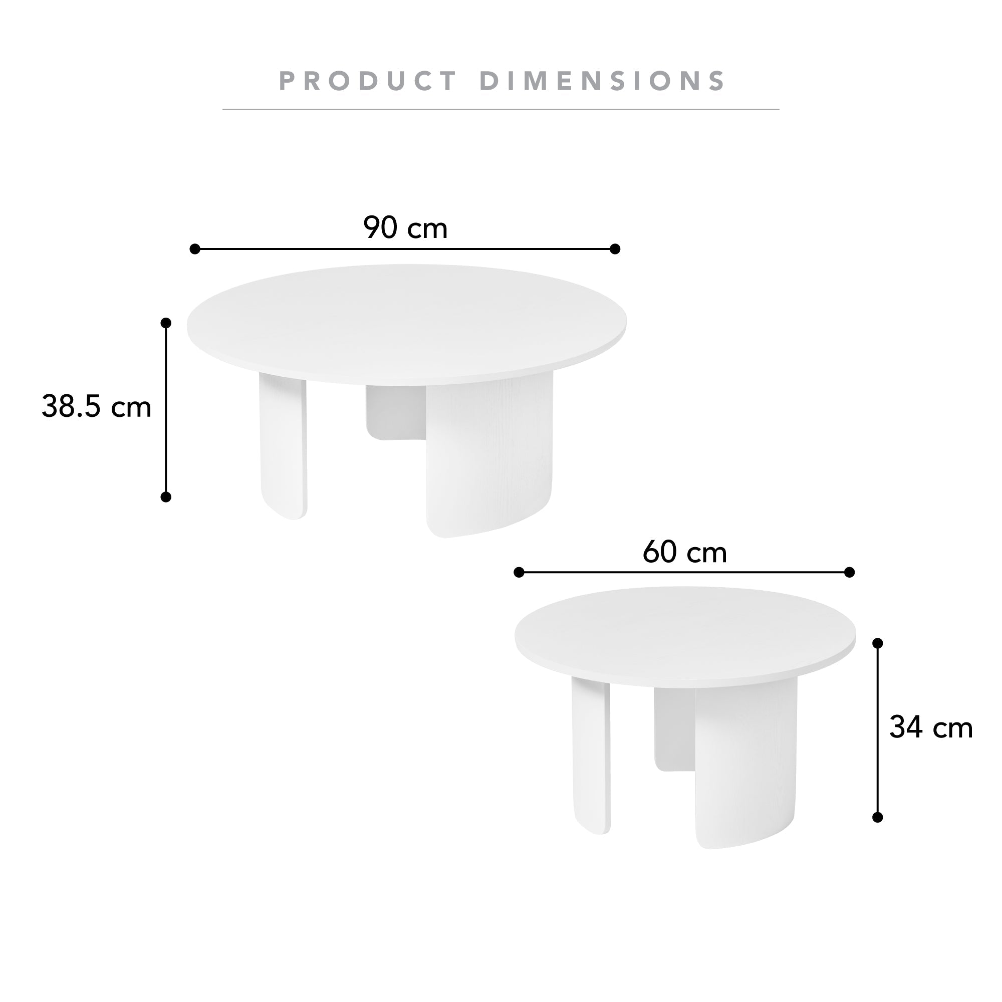 Taupo Coffee Tables Set of 2 Curved Legs