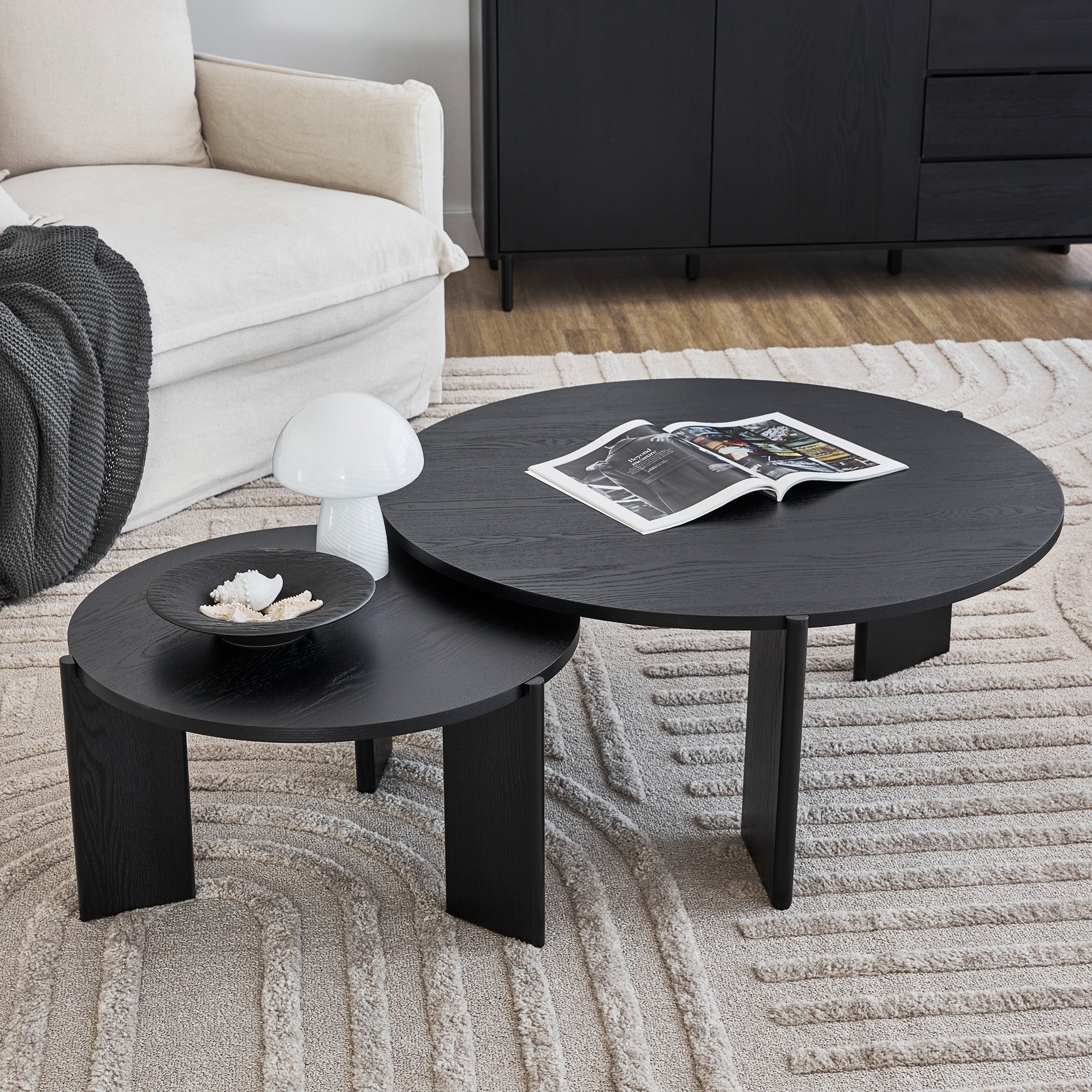 Taupo Coffee Tables Set of 2 Straight Legs Black