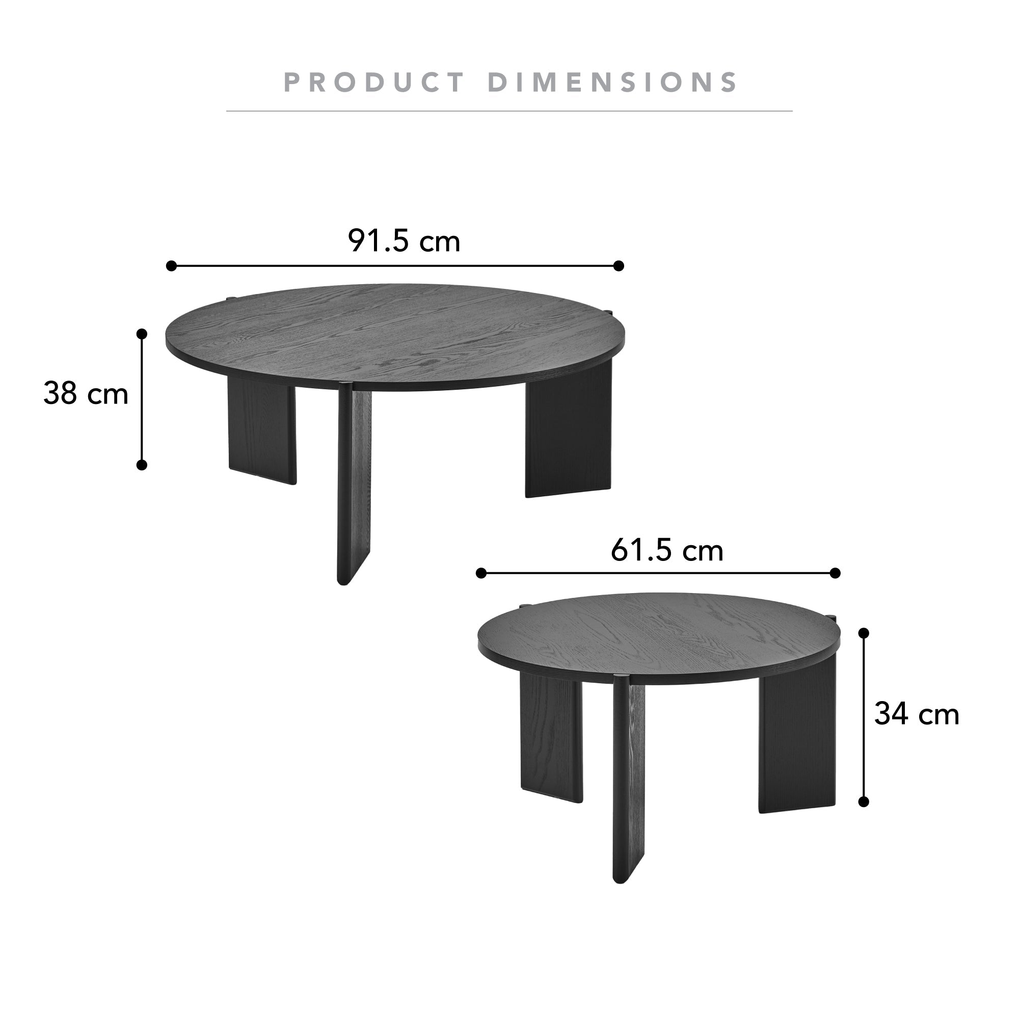 Taupo Coffee Tables Set of 2 Straight Legs Black