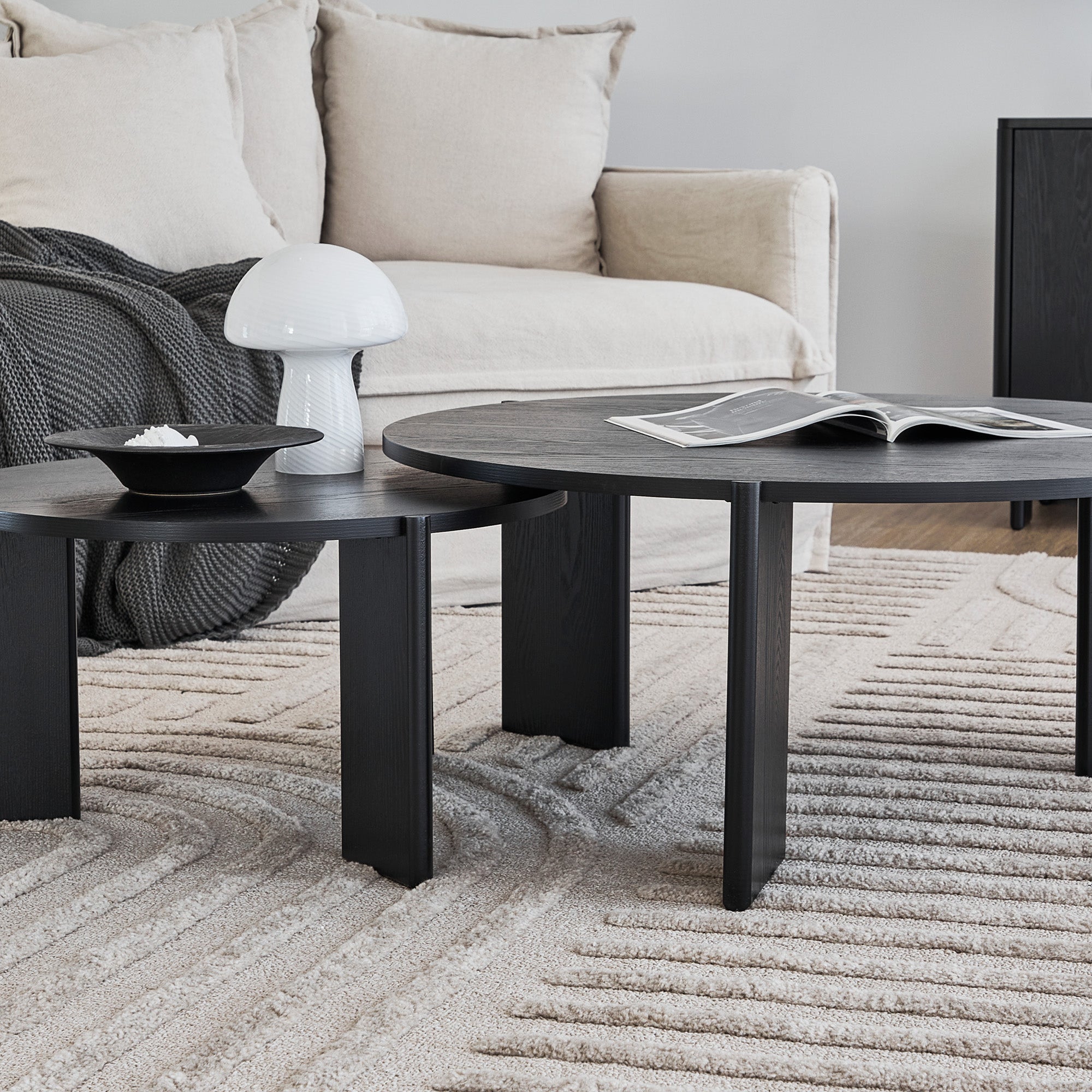 Taupo Coffee Tables Set of 2 Straight Legs Black