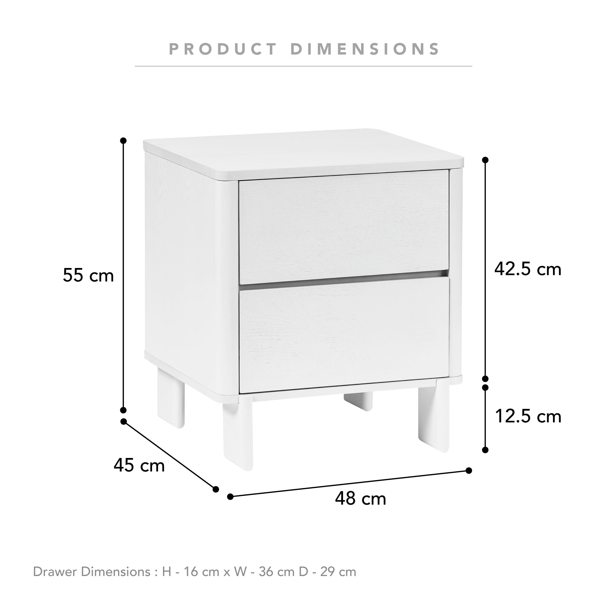 Taupo 48cm Bedside Table