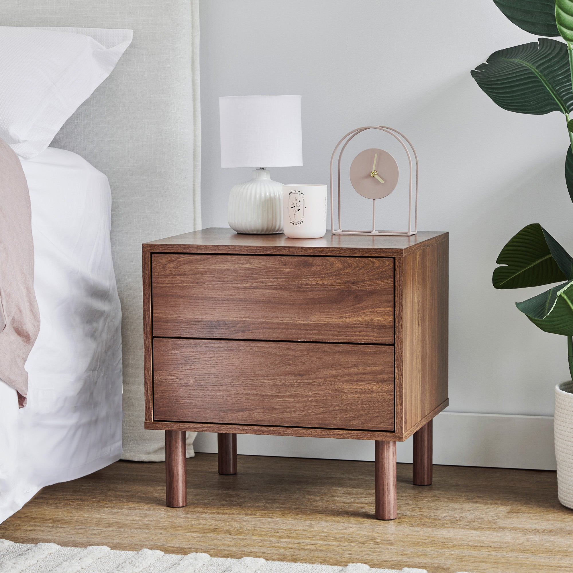 Norquay 50cm Bedside Table Walnut