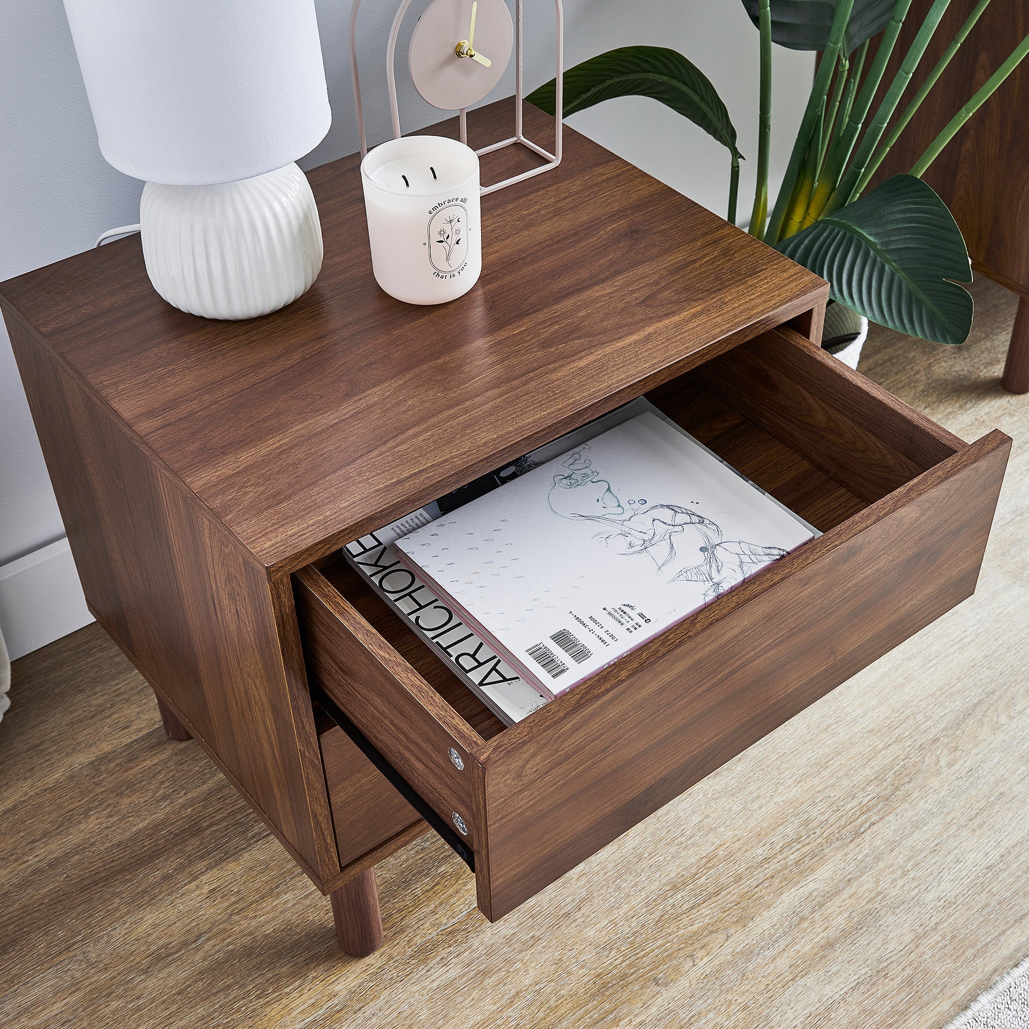 Norquay 50cm Bedside Table Walnut