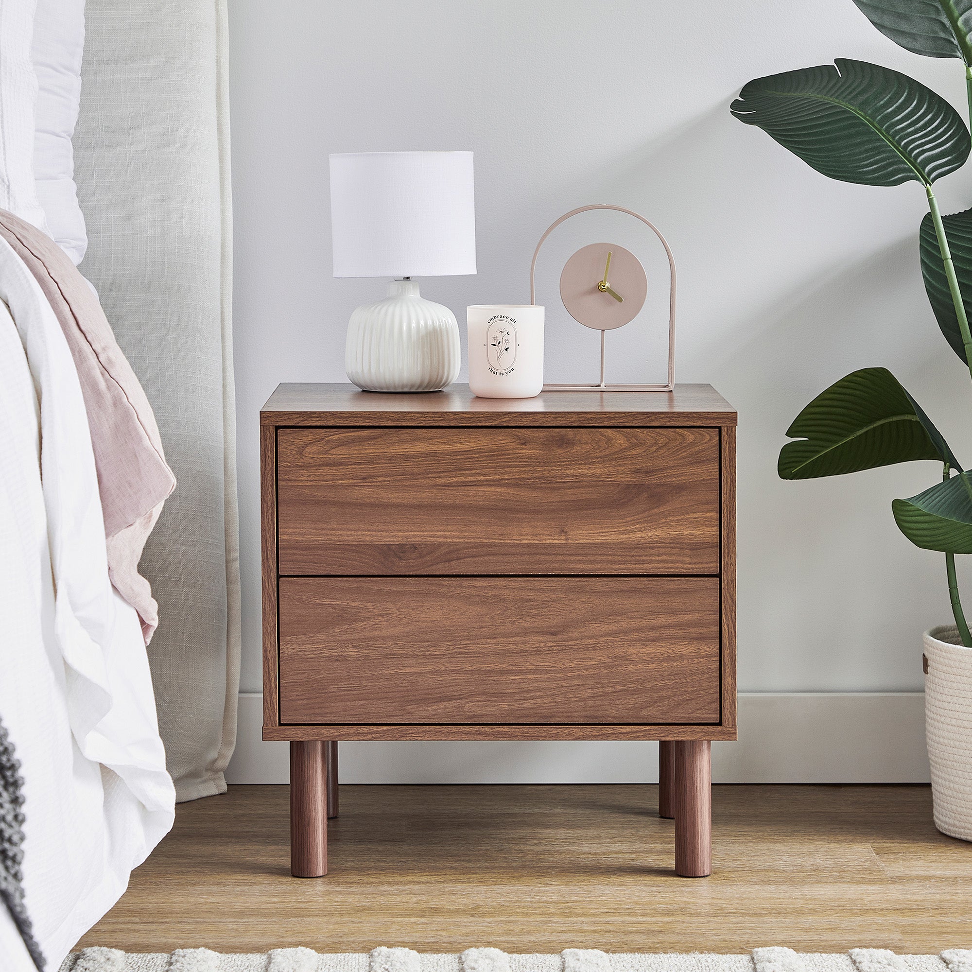 Norquay 50cm Bedside Table Walnut