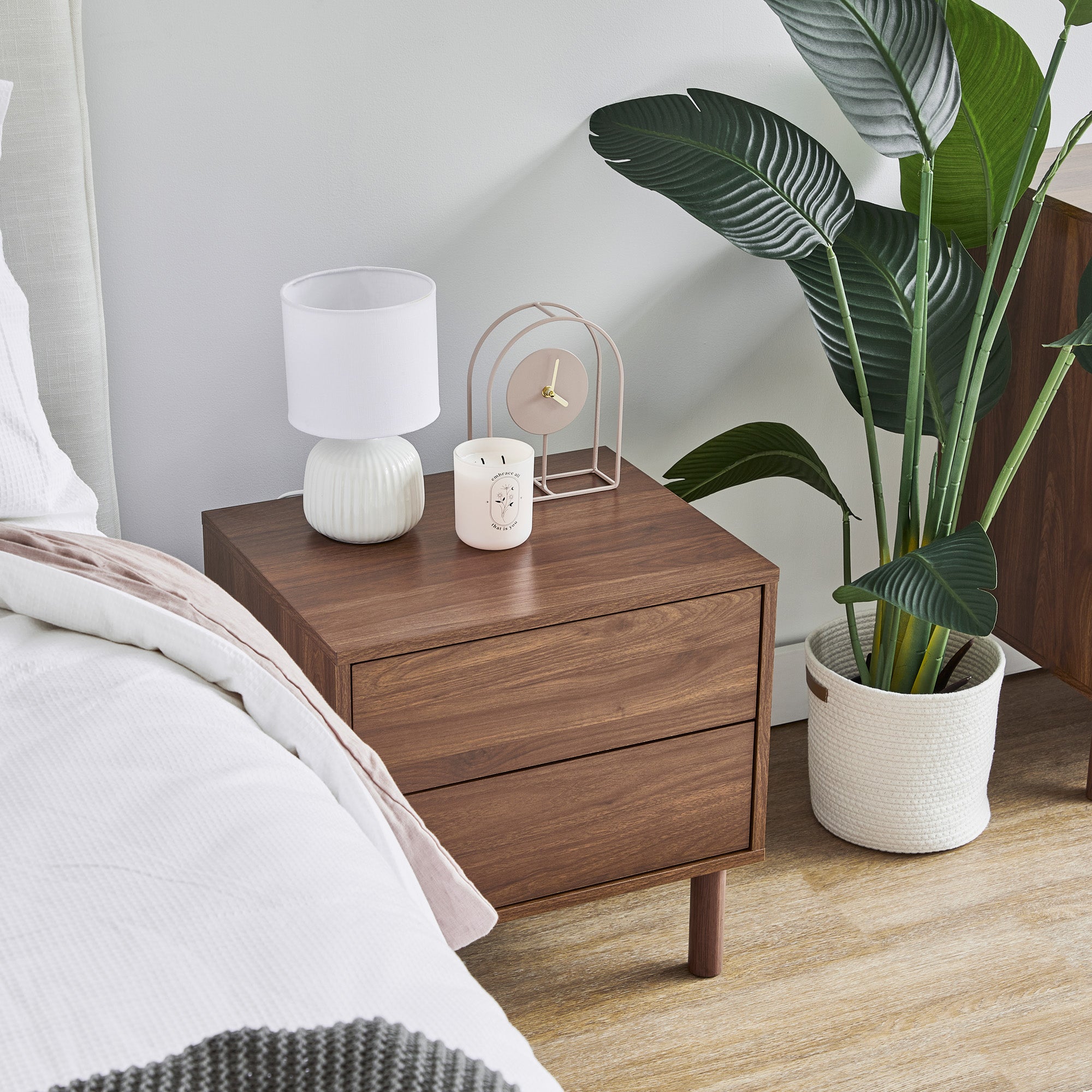 Norquay 50cm Bedside Table Walnut