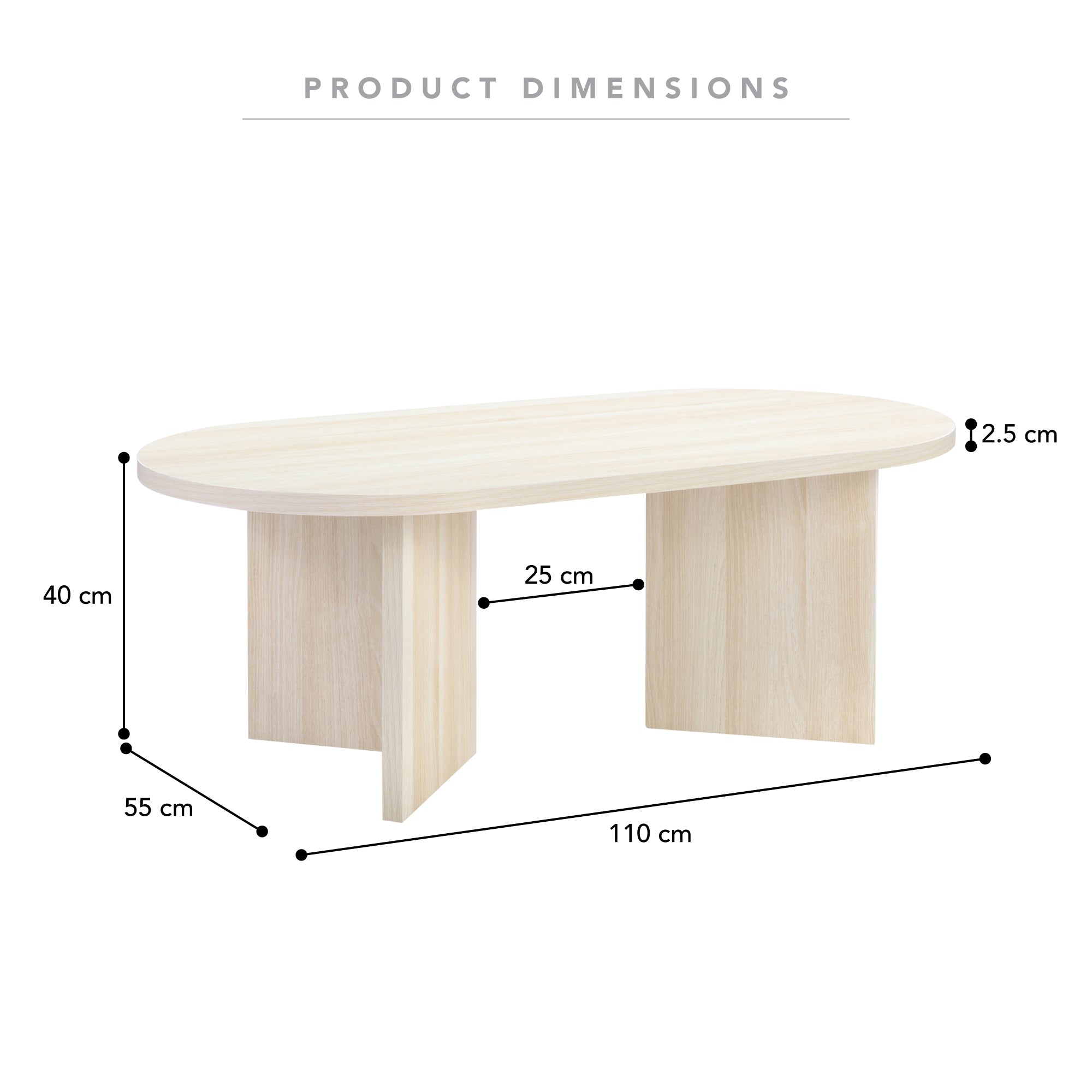 Norquay 110cm Coffee Table Light Oak