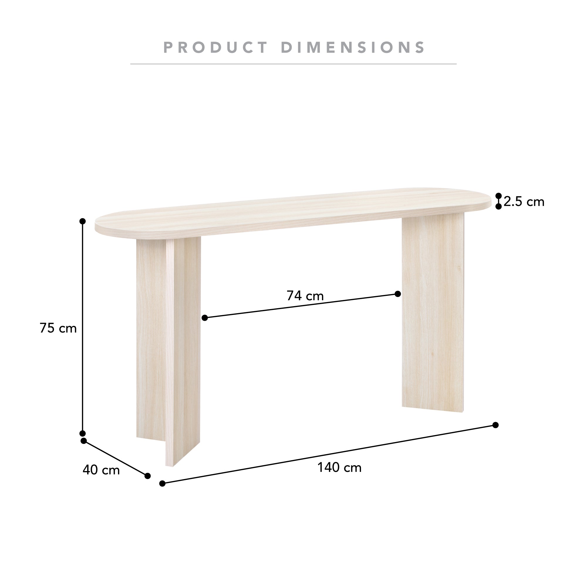 Norquay 140cm Console Table Light Oak